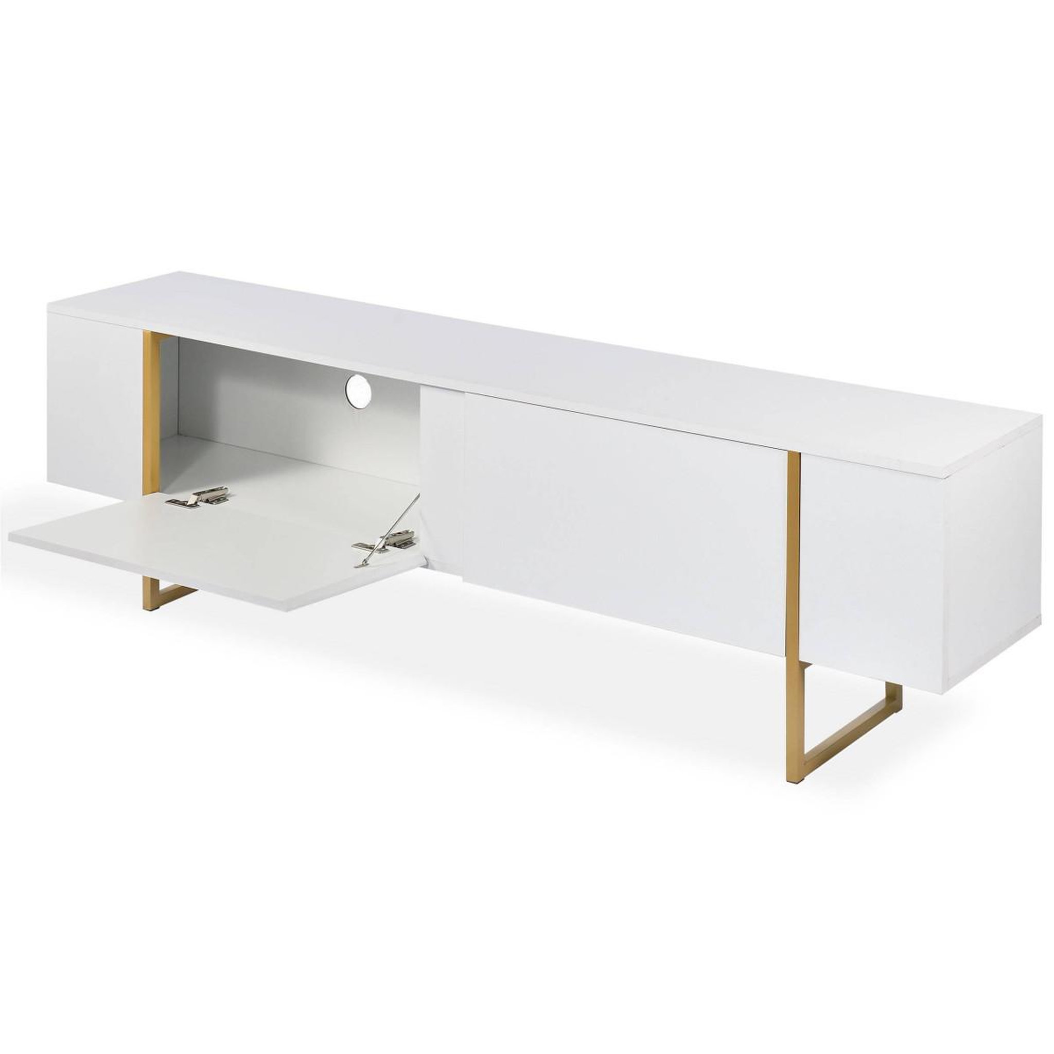 Voir la diapositive 3 : Paris Prix Meuble tv 2 portes  valentin  180cm blanc & or