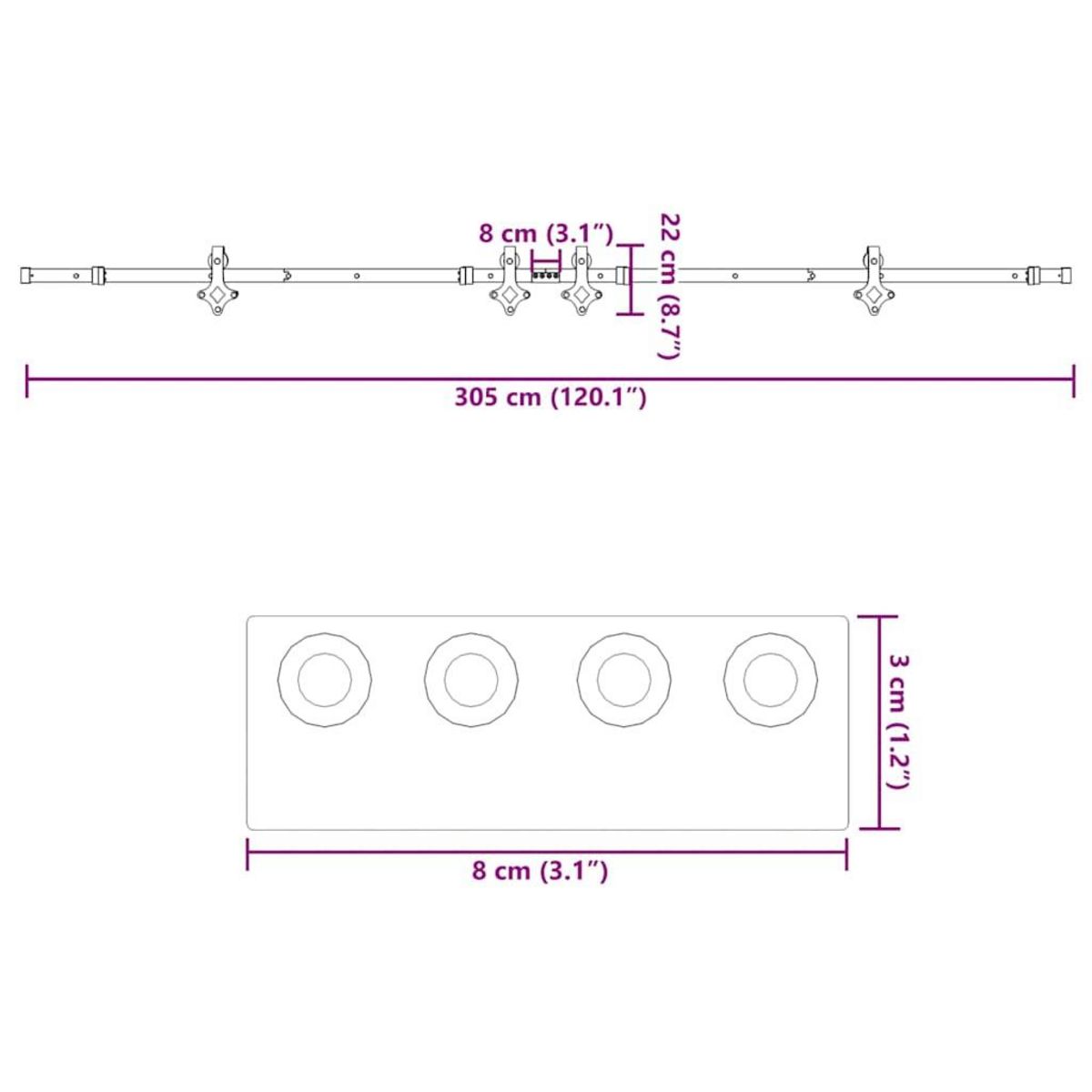 VIDAXL Kit de quincaillerie de porte coulissante 305 cm acier noir