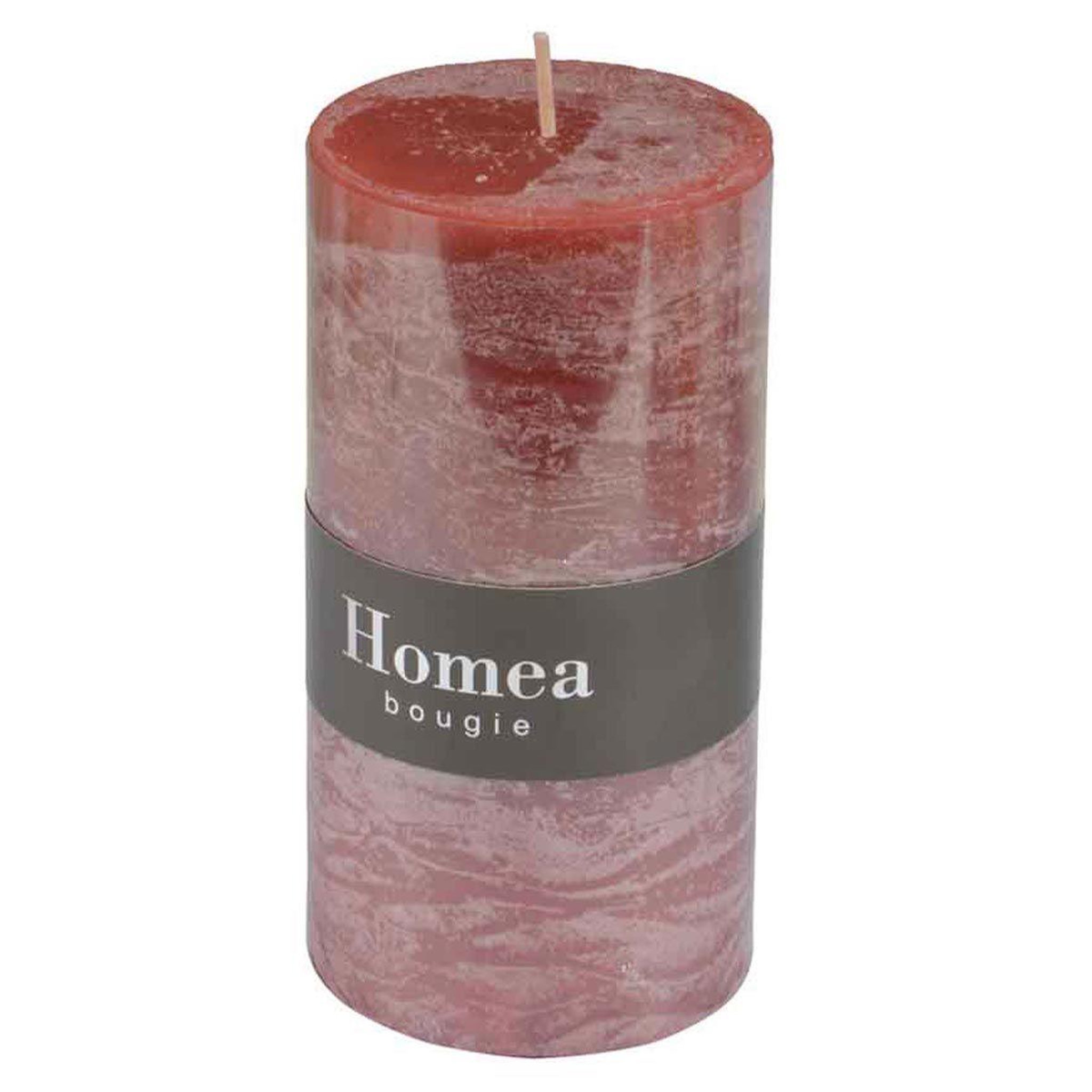 Voir la diapositive 2 : HOMEA Bougie pilier déco  rustique  13cm rose
