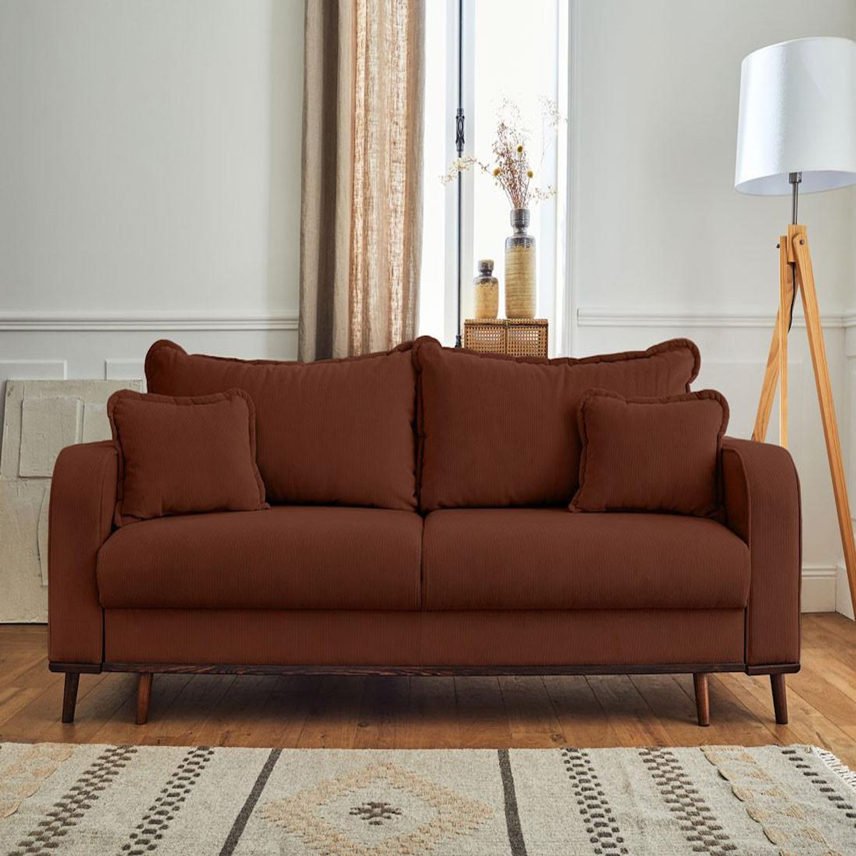 LISA DESIGN Albane - canapé 3 places - convertible avec coffre - en velours côtelé