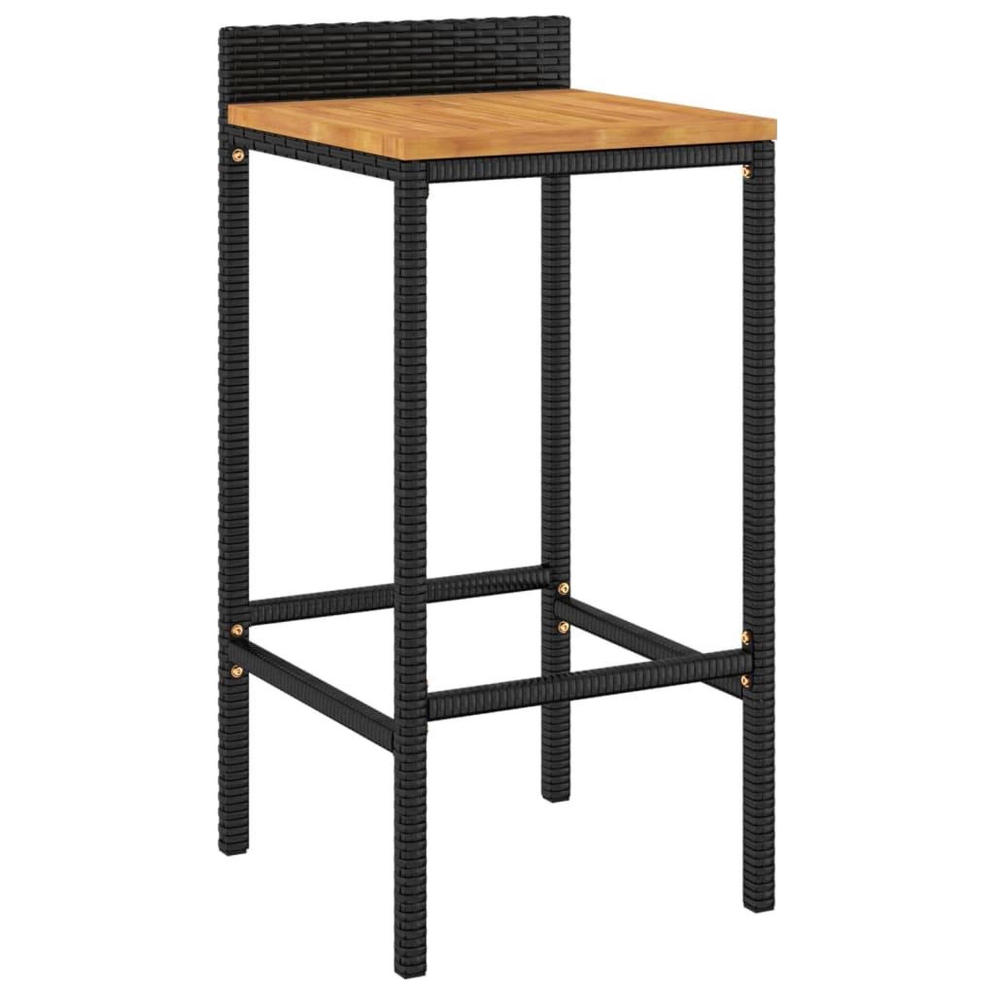 Voir la diapositive 4 : VIDAXL Ensemble de bar jardin 5 pcs noir poly rotin/bois massif acacia