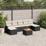 VIDAXL Salon de jardin 8 pcs avec coussins noir resine tressee