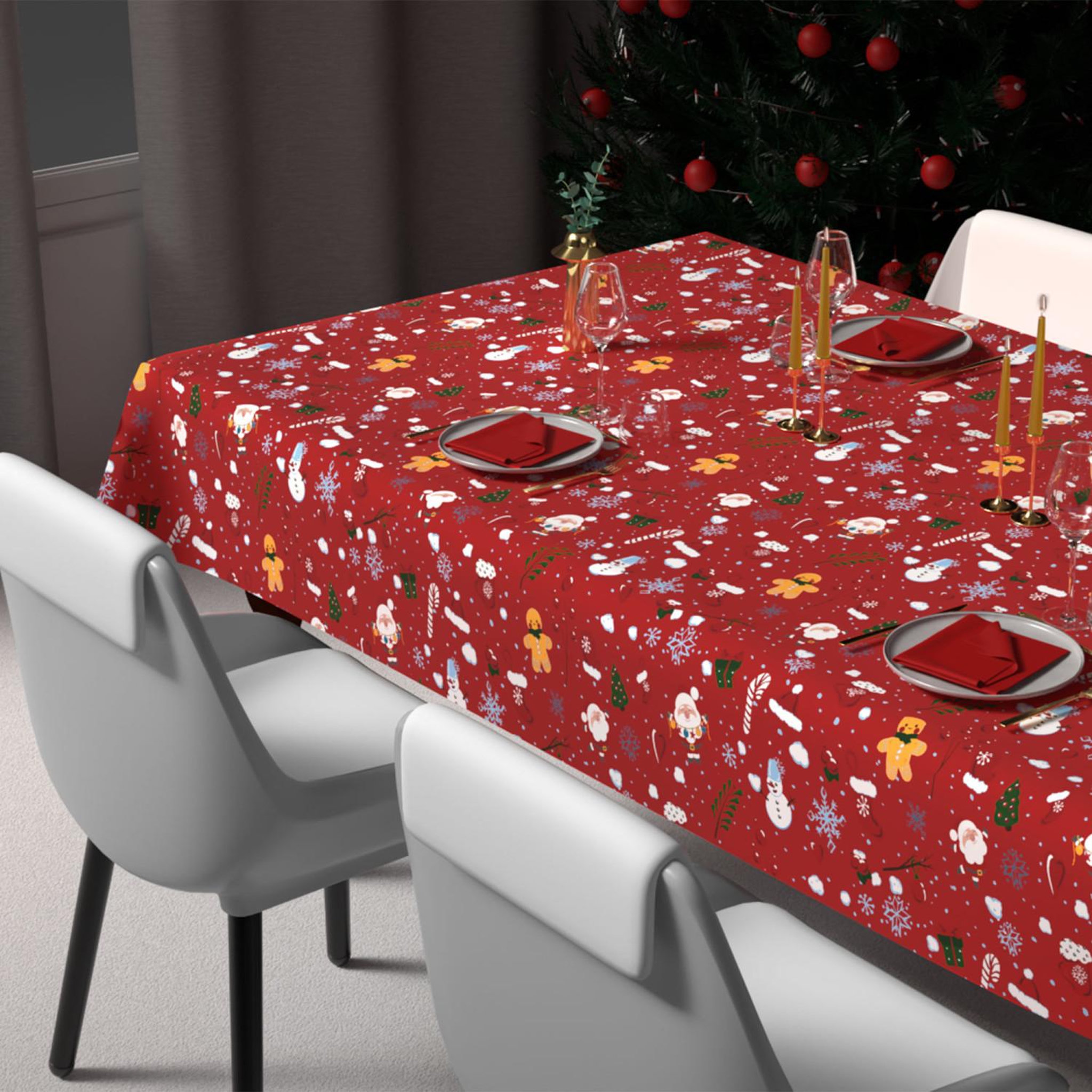 Voir la diapositive 3 : SOLEIL D'OCRE Nappe festive imprimée anti-tâches CANDY, par Soleil d'Ocre