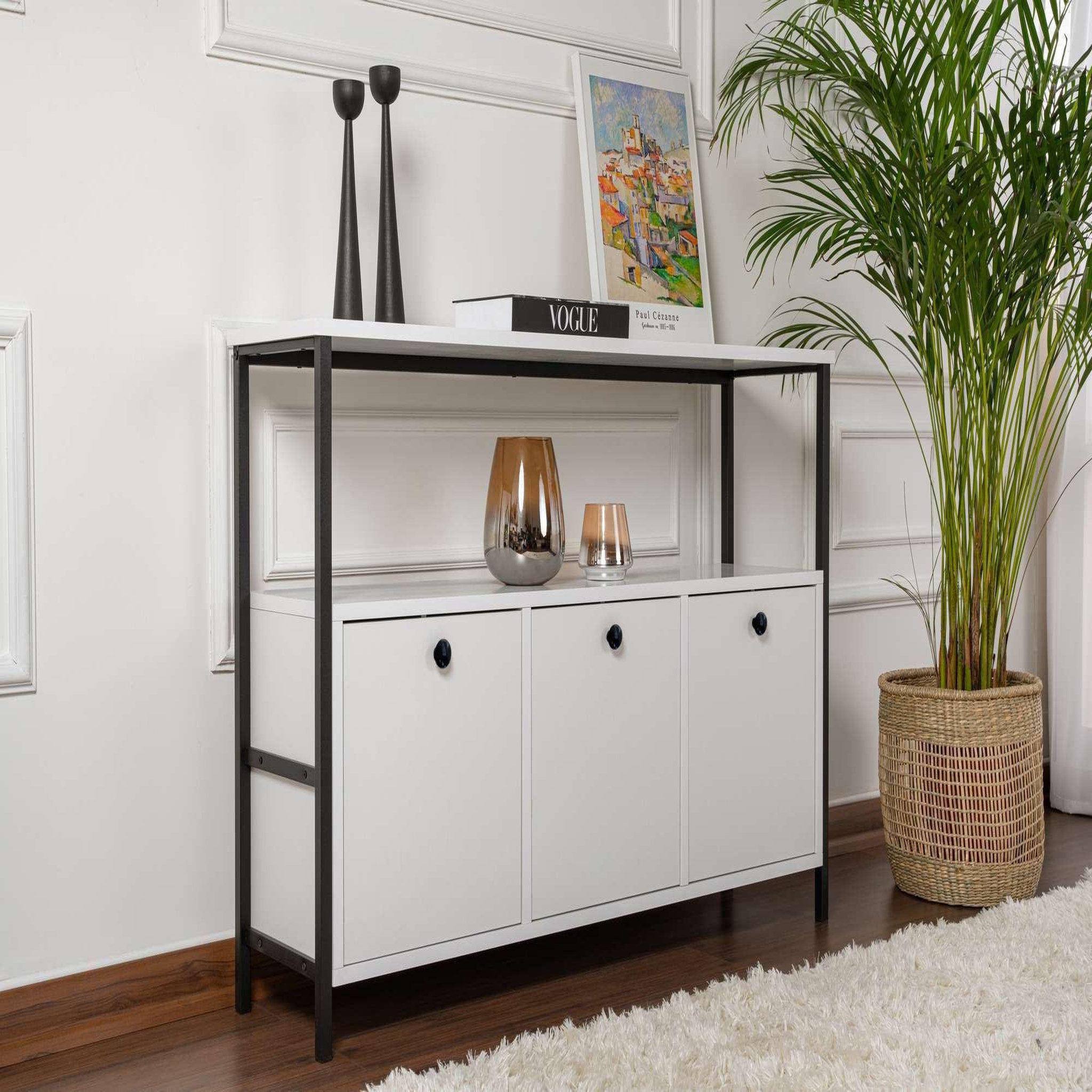 Voir la diapositive 3 : Habitat et Jardin Buffet en bois  solace  - 120 x 30 x 77 cm - blanc