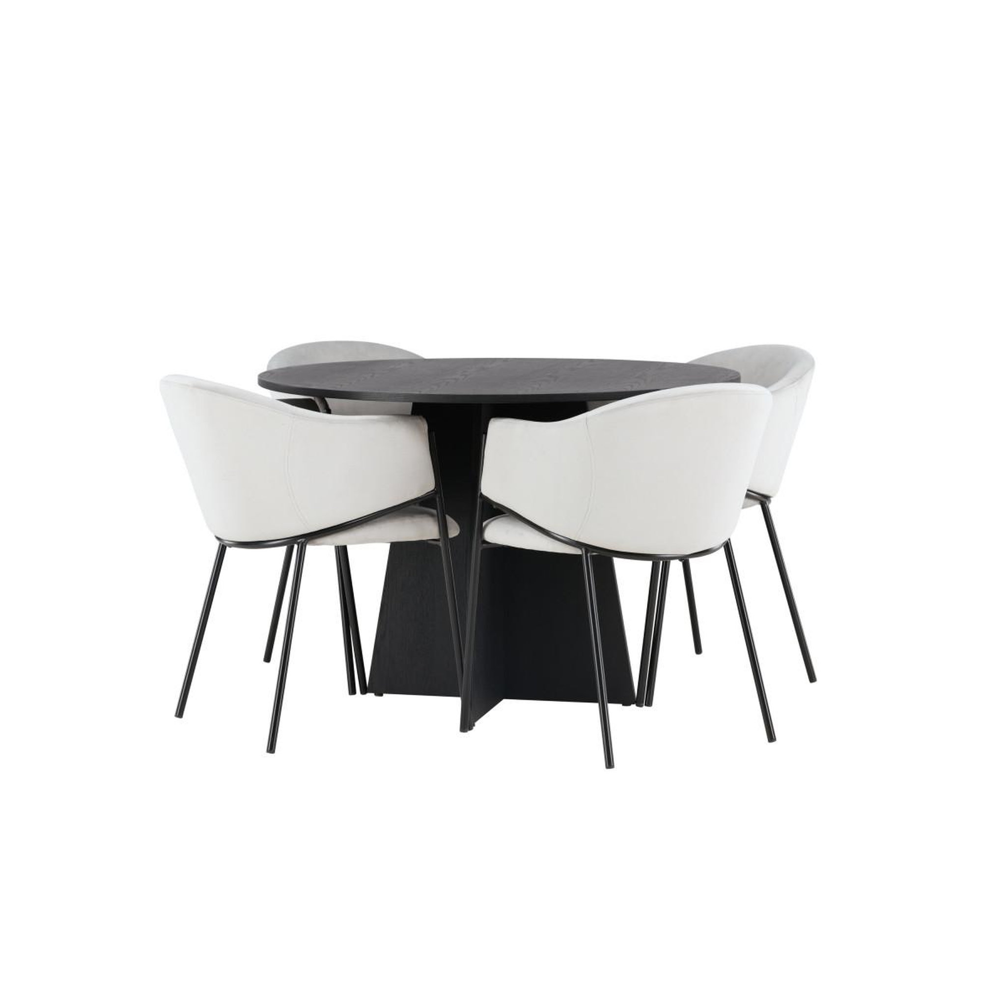 Voir la diapositive 3 : Paris Prix Ensemble table à manger & 4 chaises  bootcut & evelina  110cm noir & gris