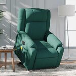 VIDAXL Fauteuil inclinable de massage electrique Vert fonce Tissu
