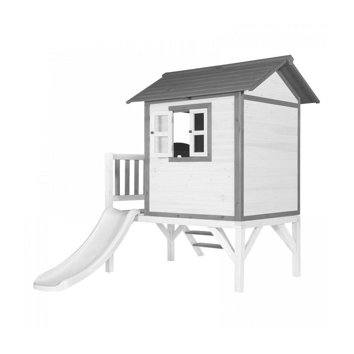 Axi House AXI Maisonnette Lodge XL en bois Blanc gris toboggan Blanc