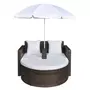VIDAXL Lit de jardin avec parasol Marron Resine tressee