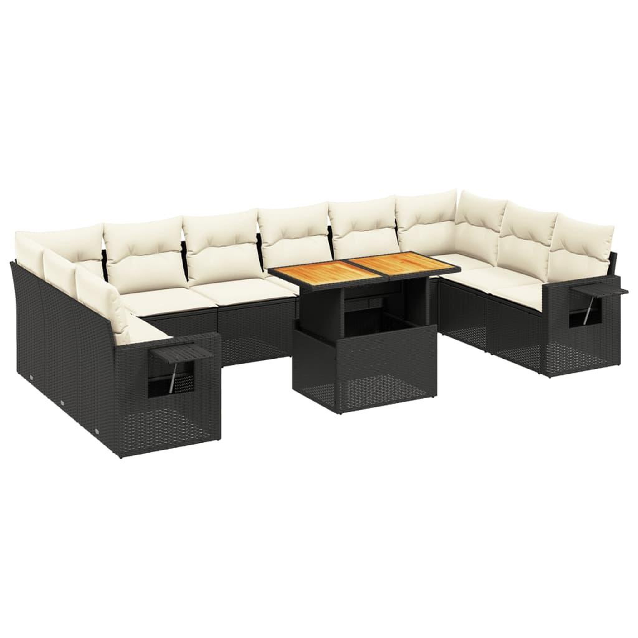Voir la diapositive 2 : VIDAXL Salon de jardin 11 pcs avec coussins noir resine tressee