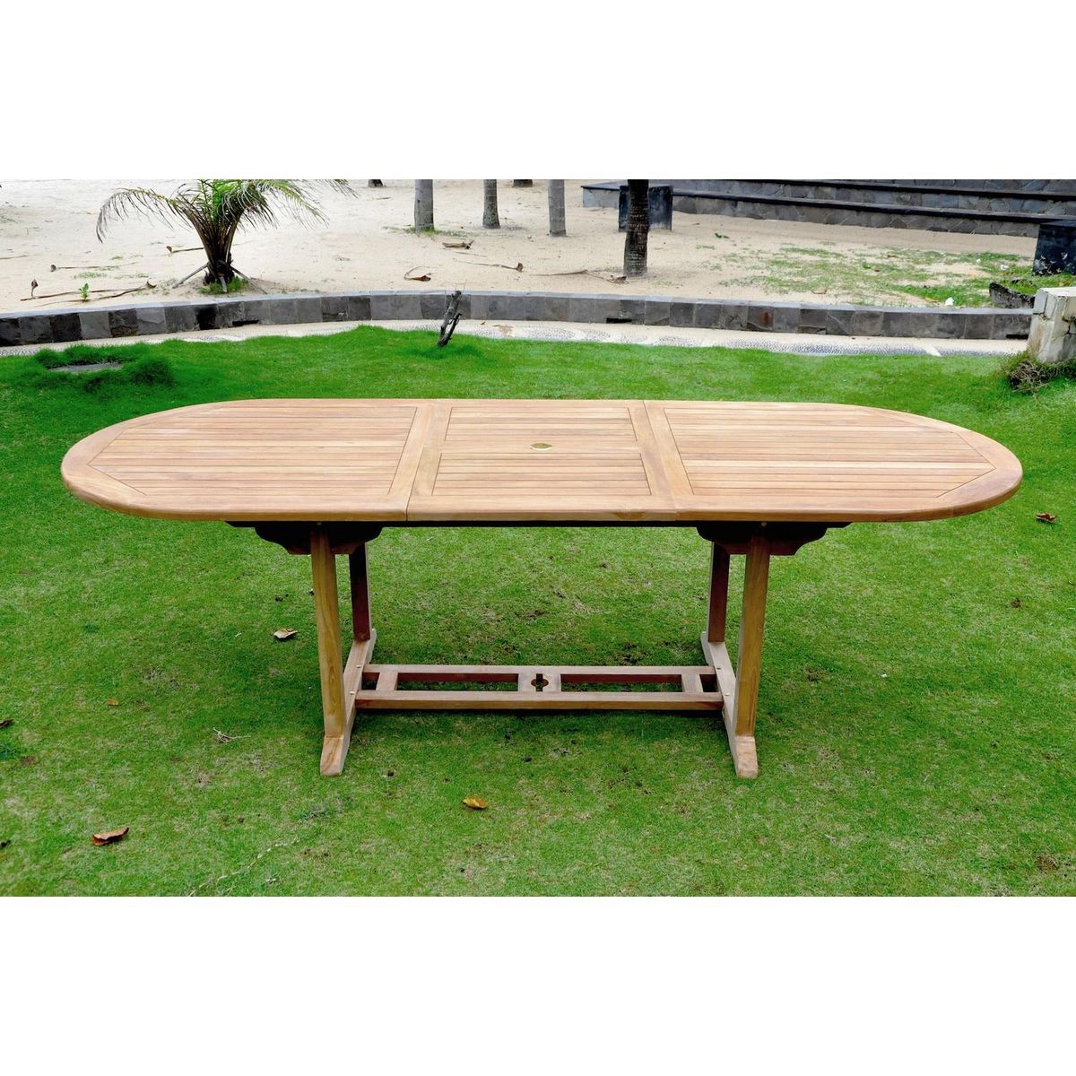 CONCEPT USINE Table de jardin extensible 10 places en teck brut KAJANG