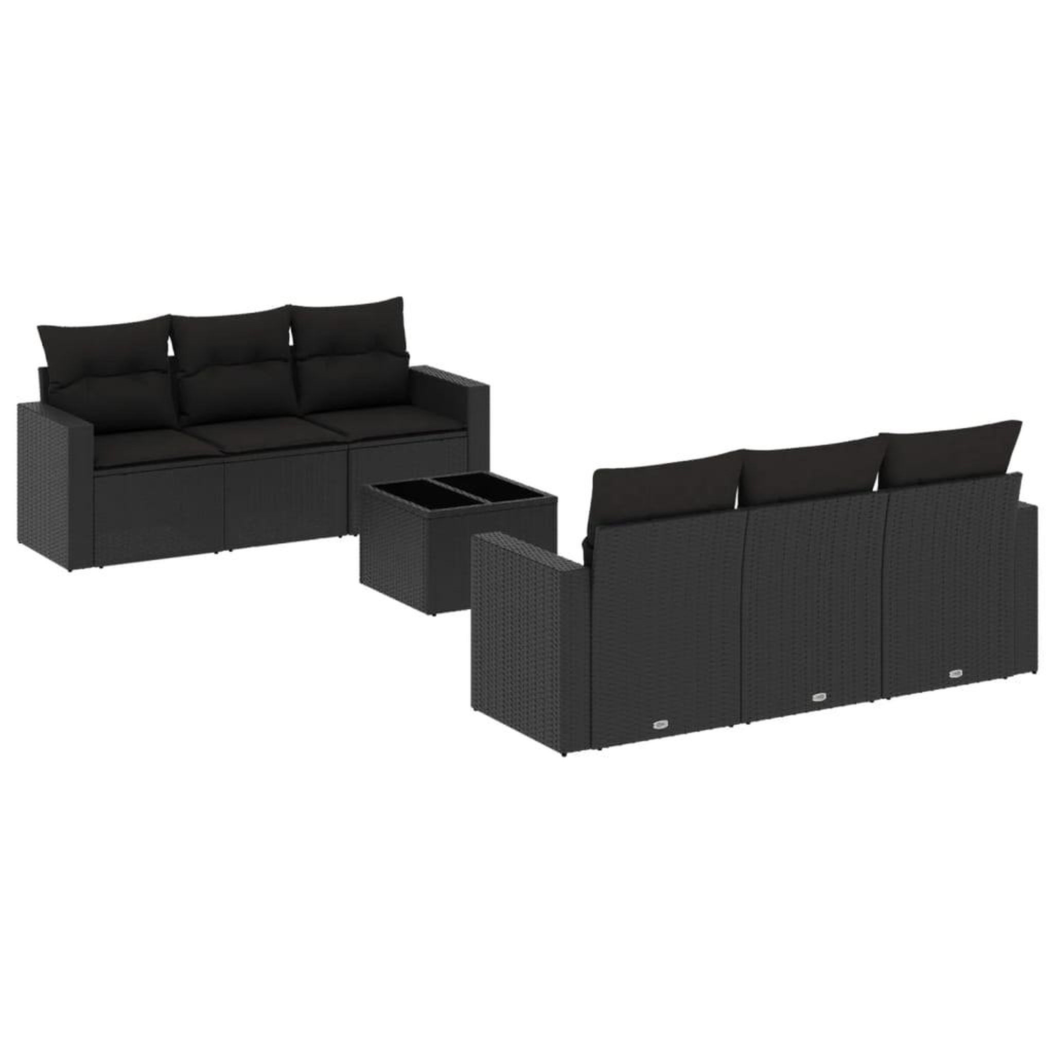 Voir la diapositive 2 : VIDAXL Salon de jardin 7 pcs avec coussins noir resine tressee