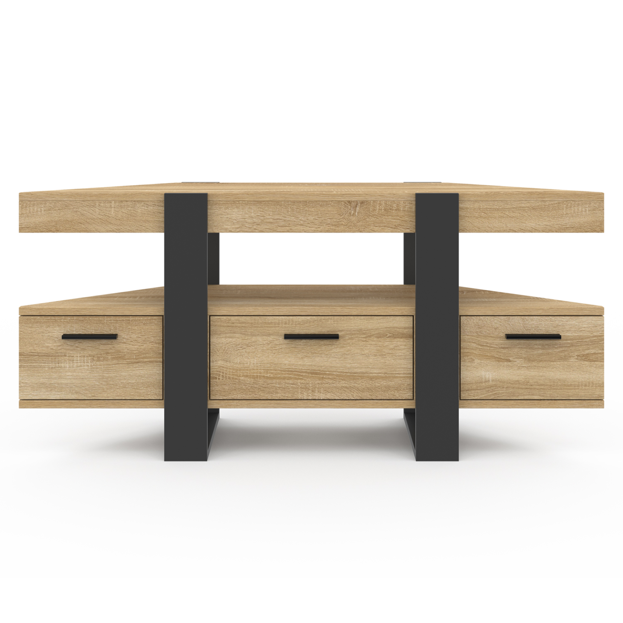 Voir la diapositive 3 : ID MARKET Meuble tv 110 cm d'angle phoenix avec tiroir bois et noir