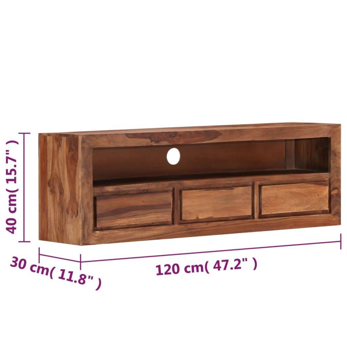 VIDAXL Meuble TV 120x30x40 cm Bois solide