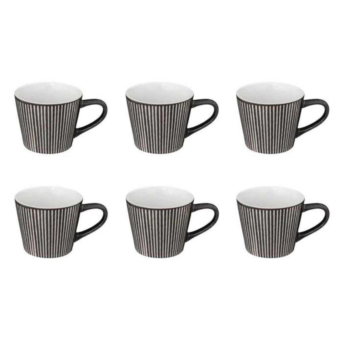 SECRET DE GOURMET Lot de 6 Mugs en Céramique  Maya  40cl Gris