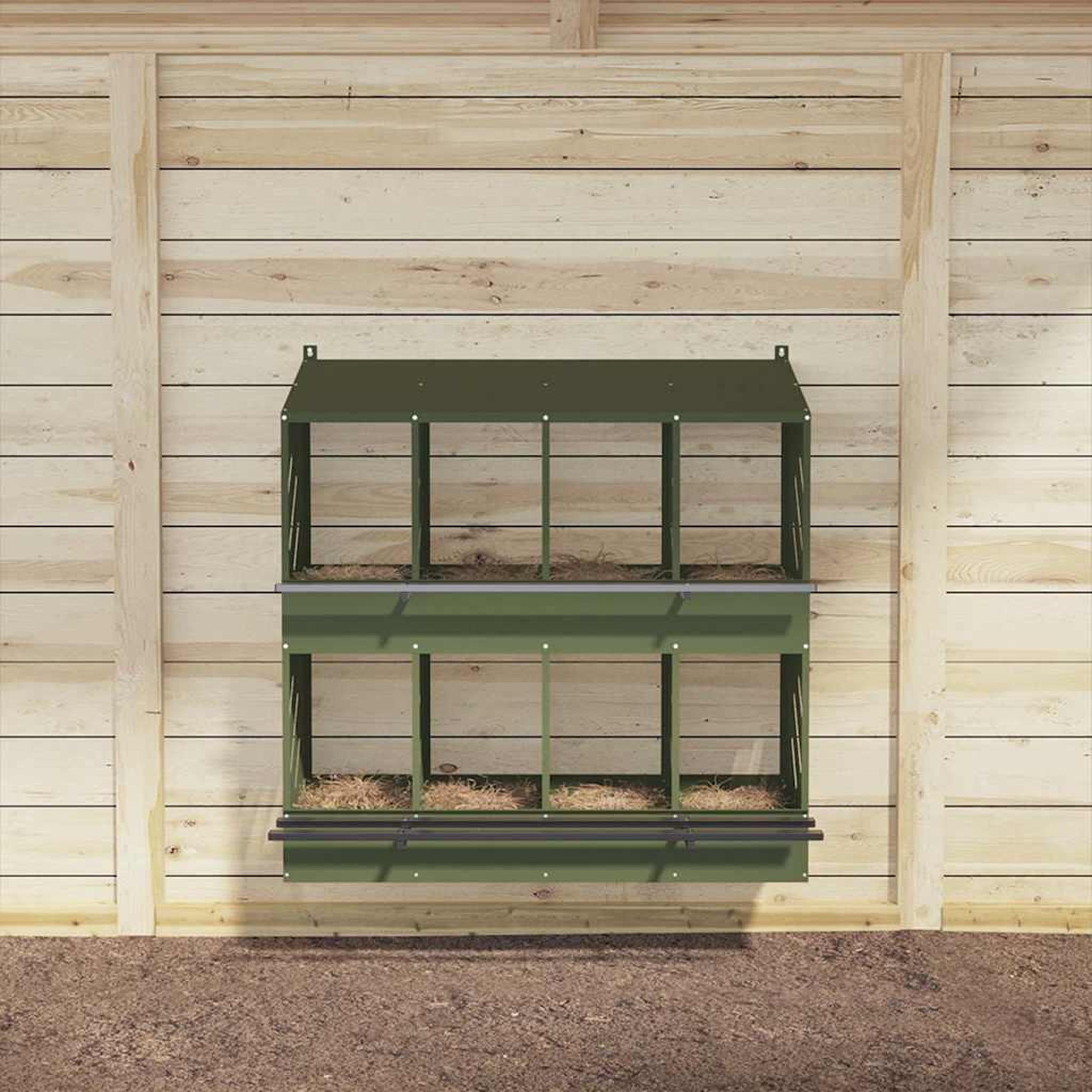 Voir la diapositive 3 : VIDAXL Nichoir a poules avec 8 compartiments vert olive metal