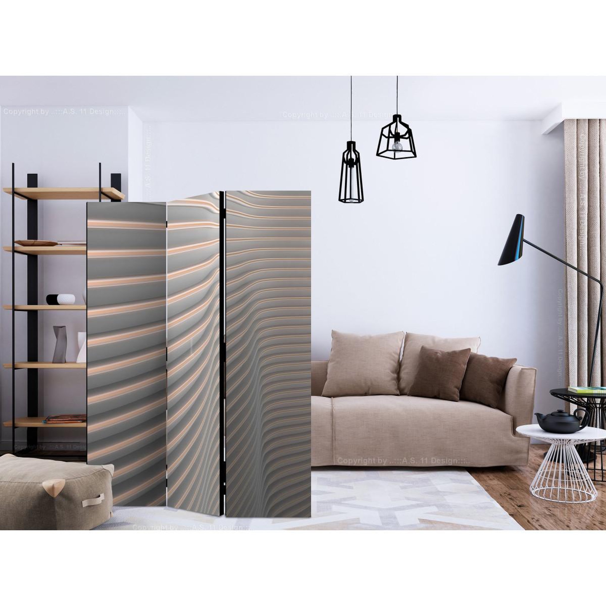 Voir la diapositive 2 : Paris Prix Paravent 3 volets  cool stripes  135x172cm