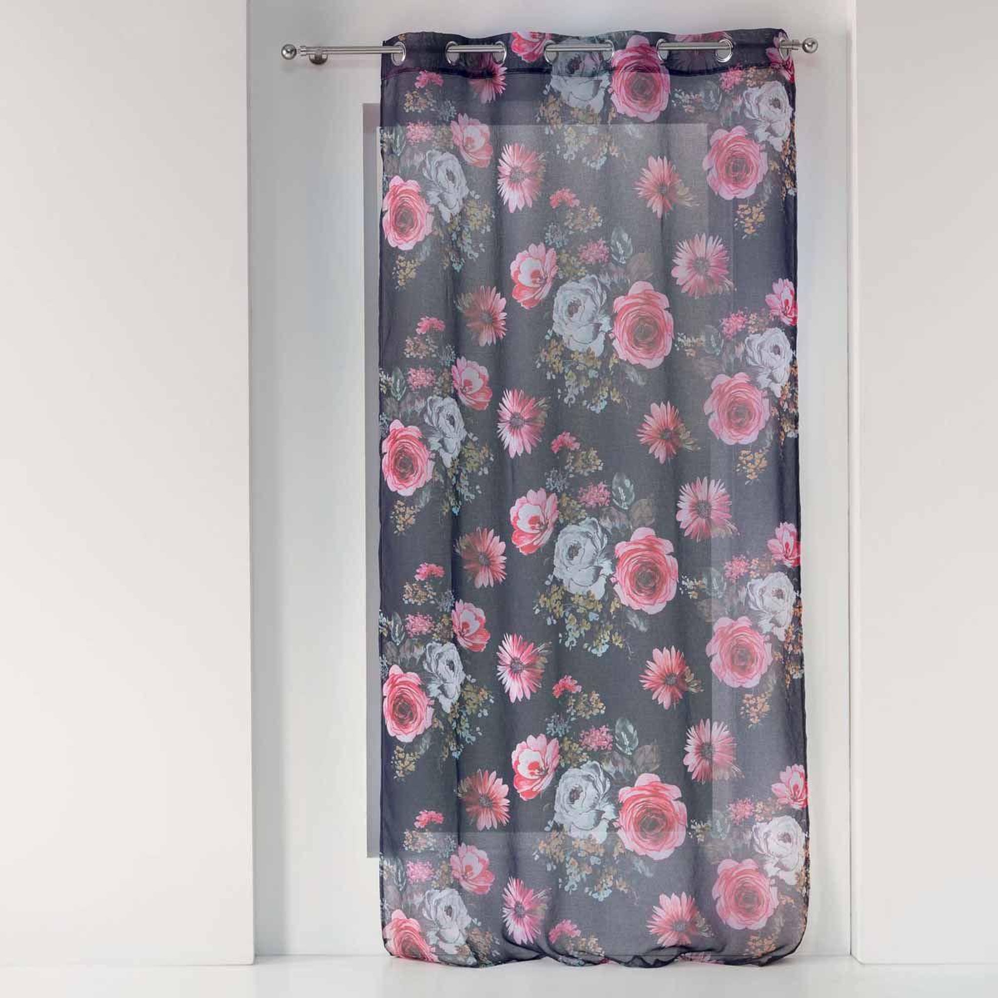 Douceur d'Intérieur Rideau voilage à œillets  flower life  140x240cm prune