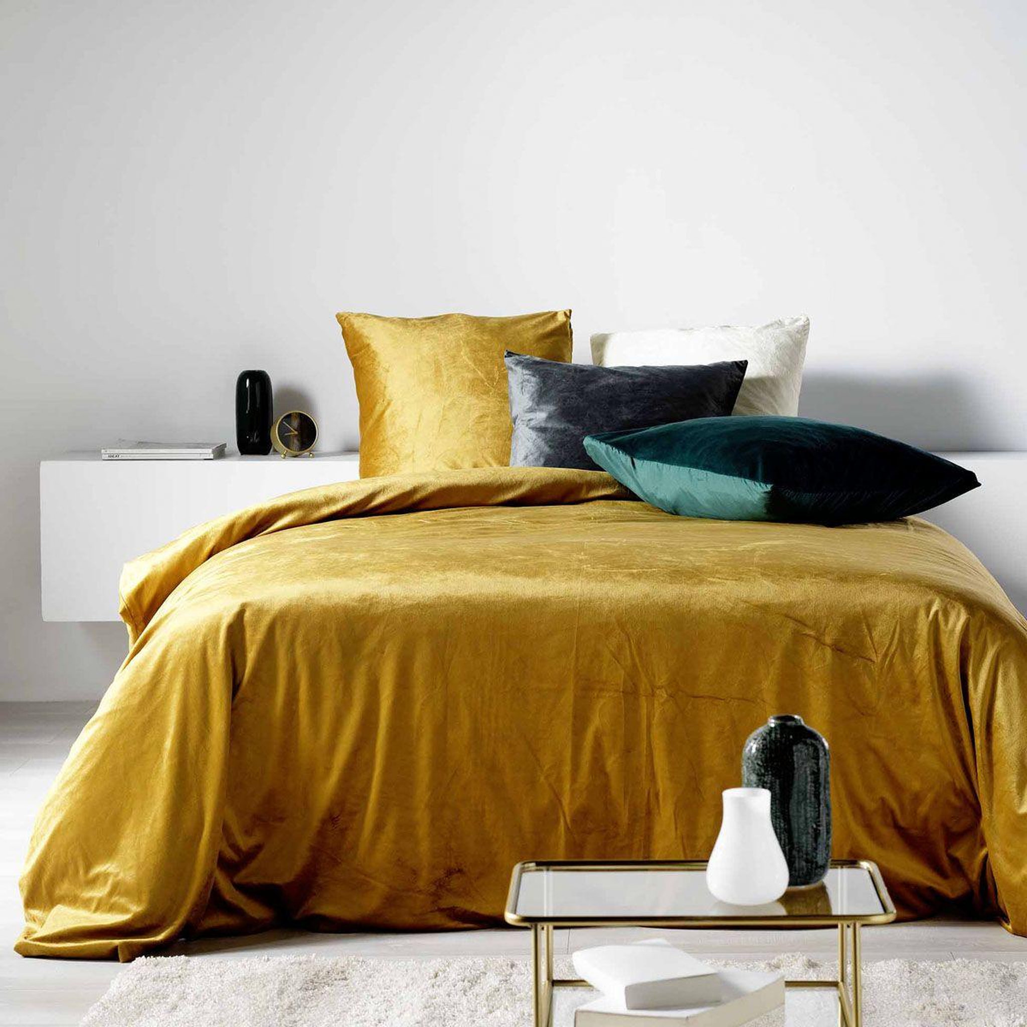 Voir la diapositive 4 : Douceur d'Intérieur Parure de lit 3 pièces  velina  240x220cm ocre