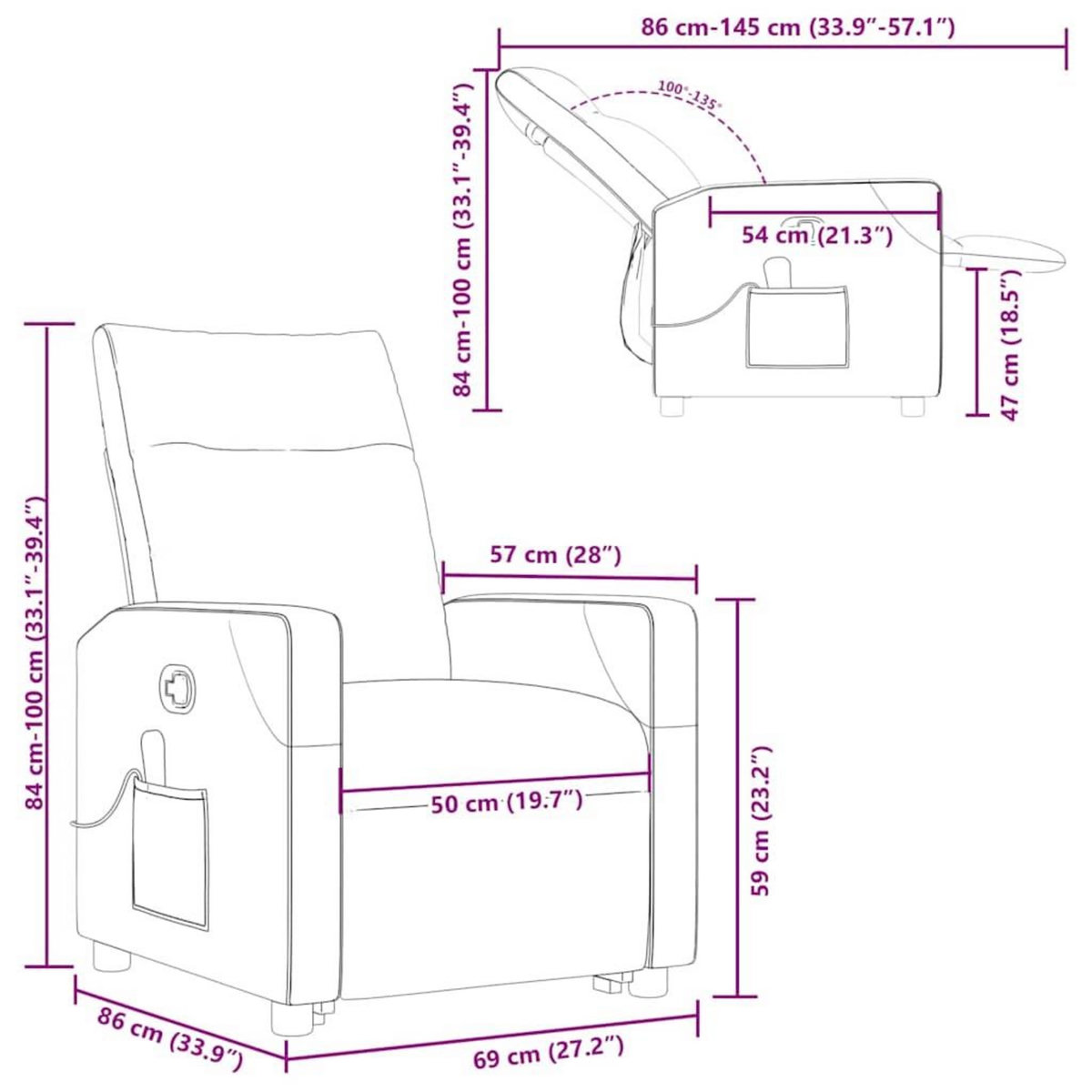 VIDAXL Fauteuil de massage inclinable Marron Tissu