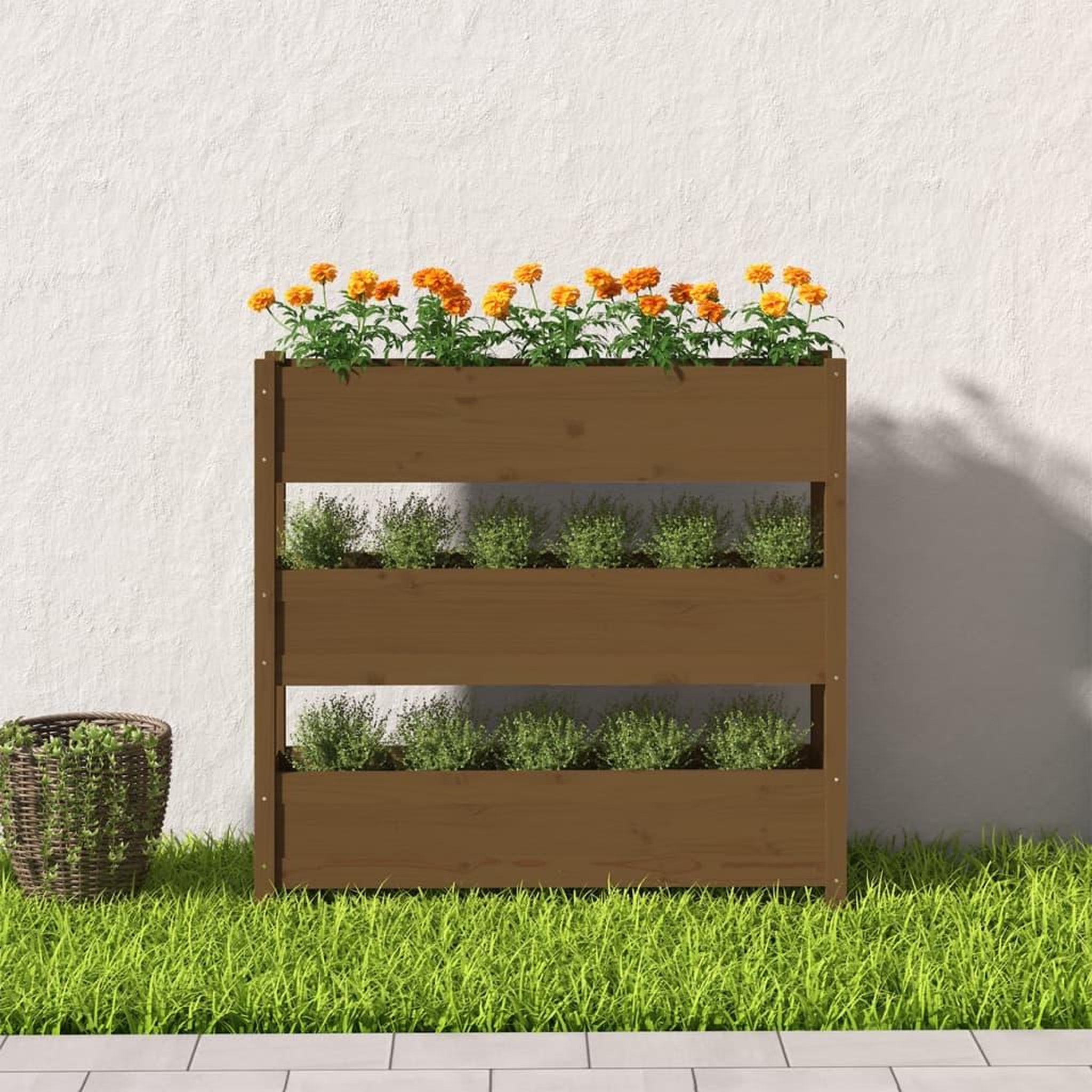 Voir la diapositive 3 : VIDAXL Jardiniere Marron miel 112x25x104,5 cm Bois massif de pin