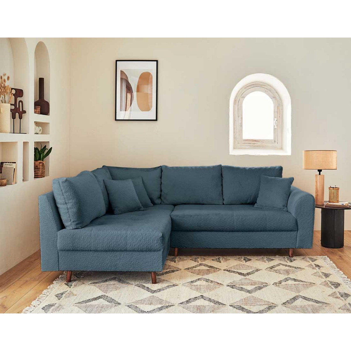 LISA DESIGN Rune - canapé d'angle gauche - 4 places - en tissu bouclette