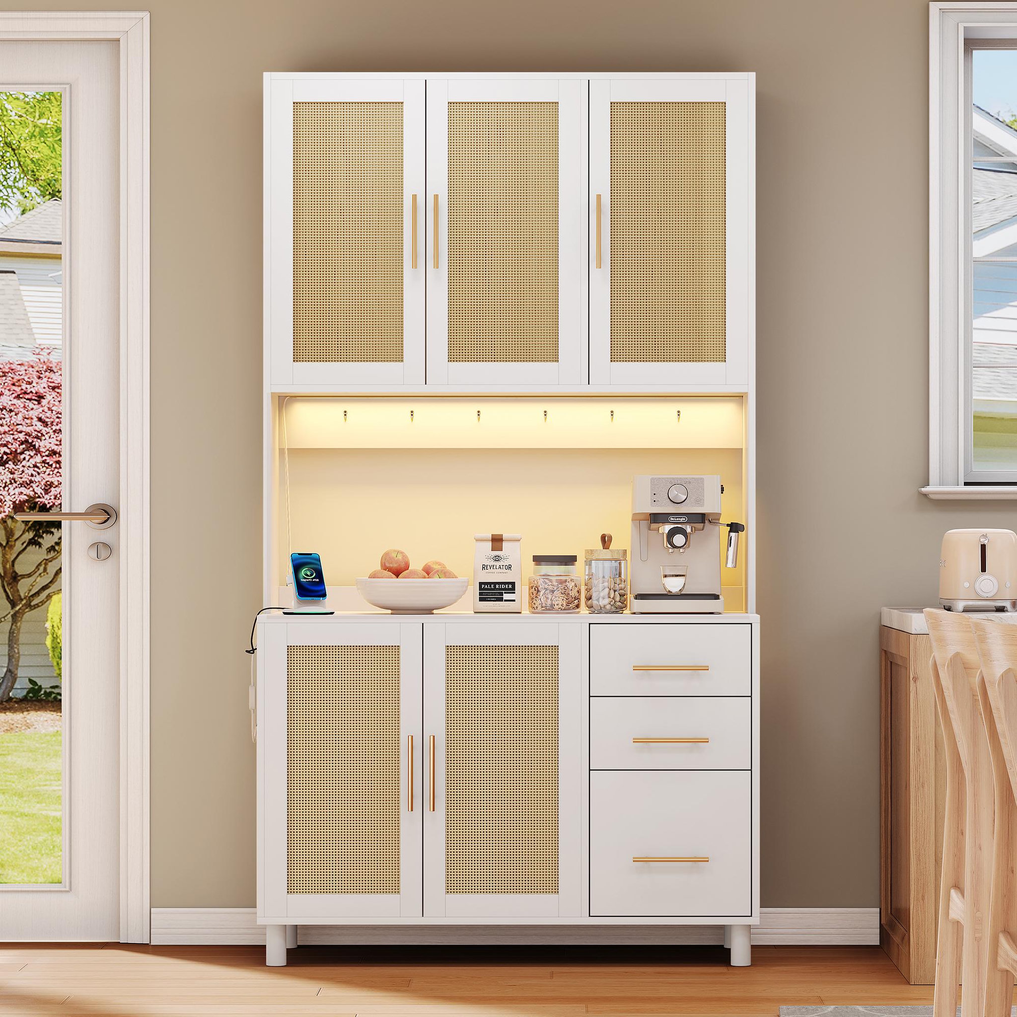 Voir la diapositive 4 : MERAX Buffet de cuisine 5 portes 3 tiroirs