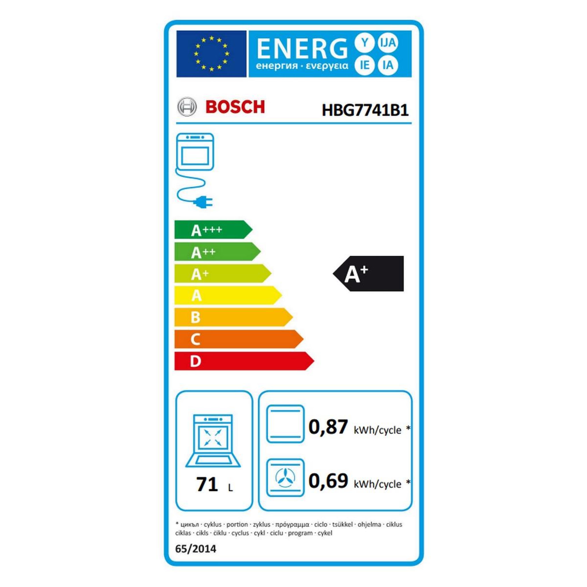 Voir la diapositive 2 : BOSCH Four intégrable multifonction 71l 60cm a+ pyrolyse noir - hbg7741b1
