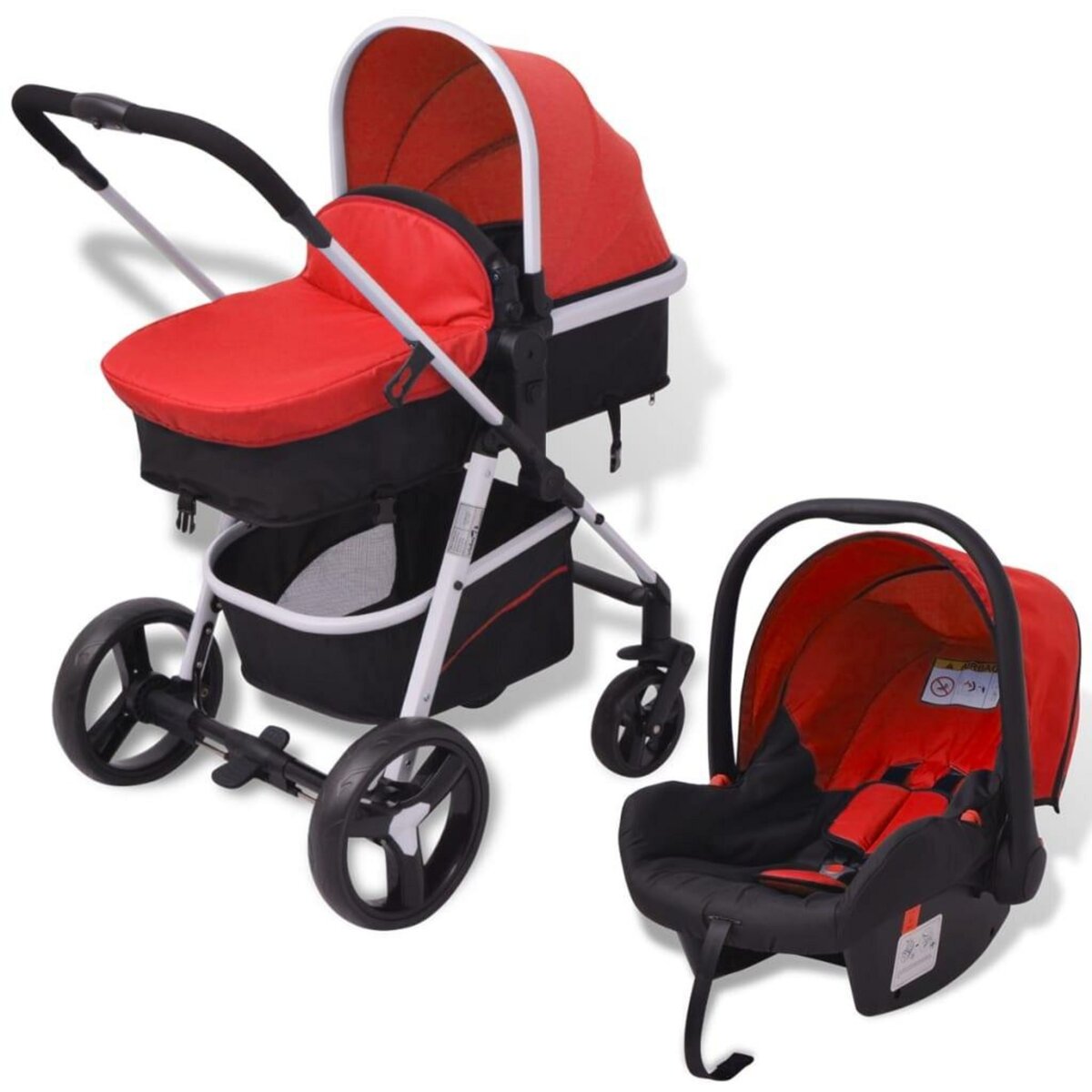 VIDAXL Poussette 3 en 1 Aluminium Rouge et noir pas cher Auchan