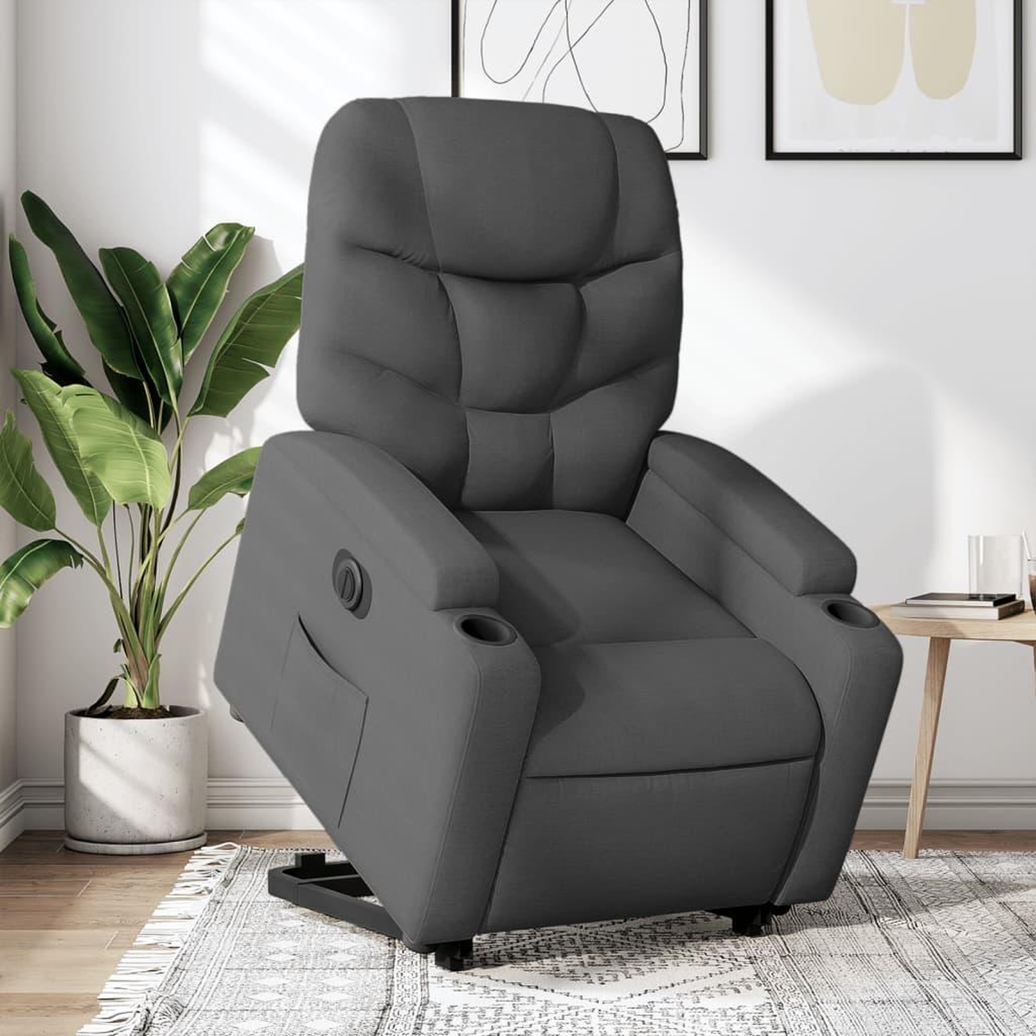 VIDAXL Fauteuil inclinable electrique gris fonce tissu
