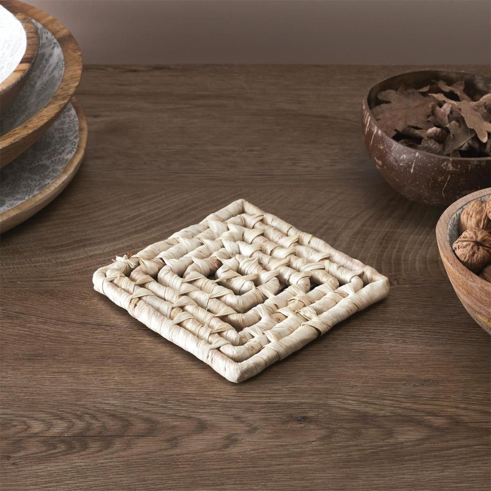 Voir la diapositive 3 : The Home Deco Factory Dessous de Plat Carré  Tressé  15cm Beige