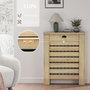 Voir la diapositive 5 : HOMCOM Couvercle de radiateur, cache radiateur, grille à lattes horizontales, avec tiroir, 78 x 19 x 95,5 cm, couleur aspect bois