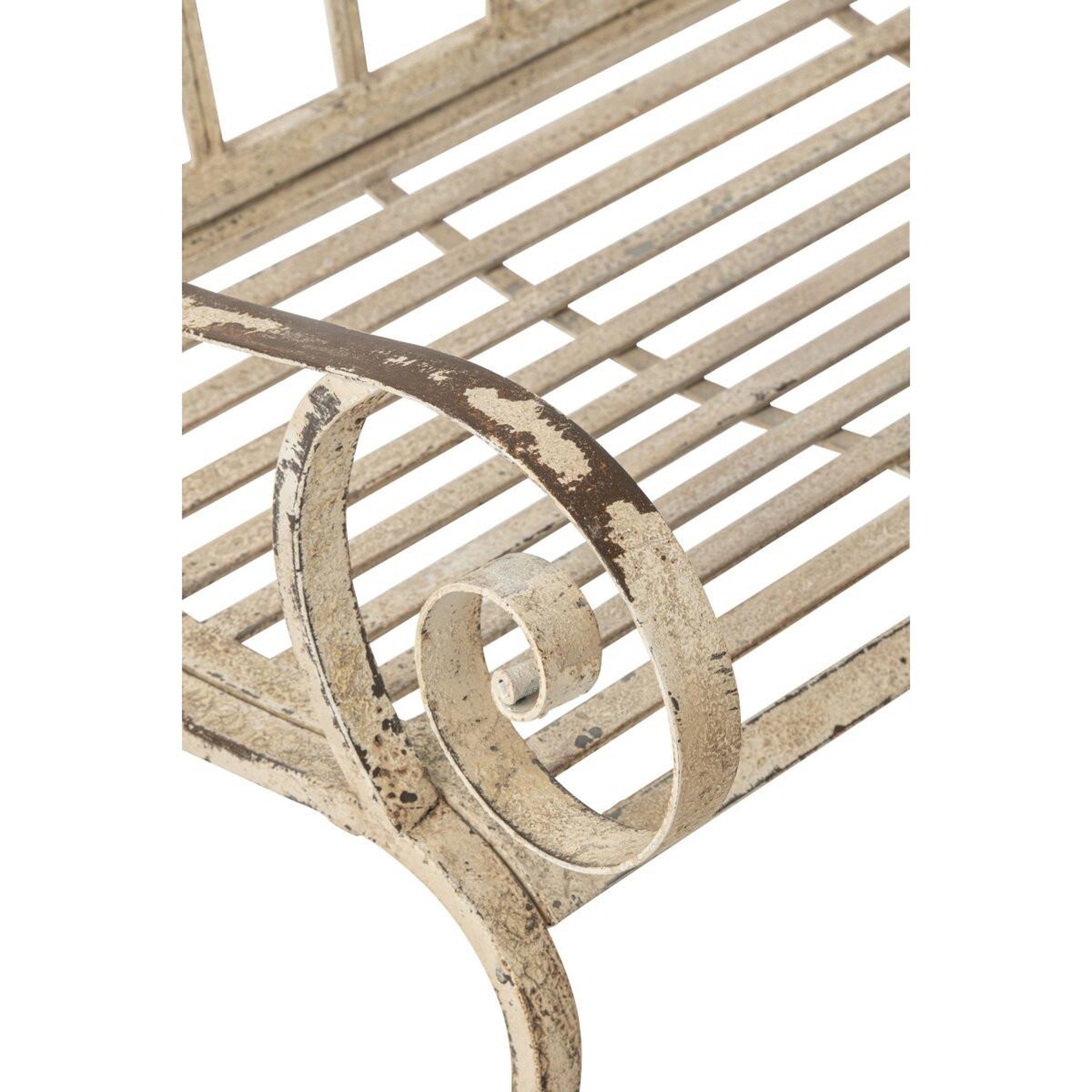 Voir la diapositive 6 : J-LINE Banc de Jardin en Métal  Fabien  123cm Blanc Cassé