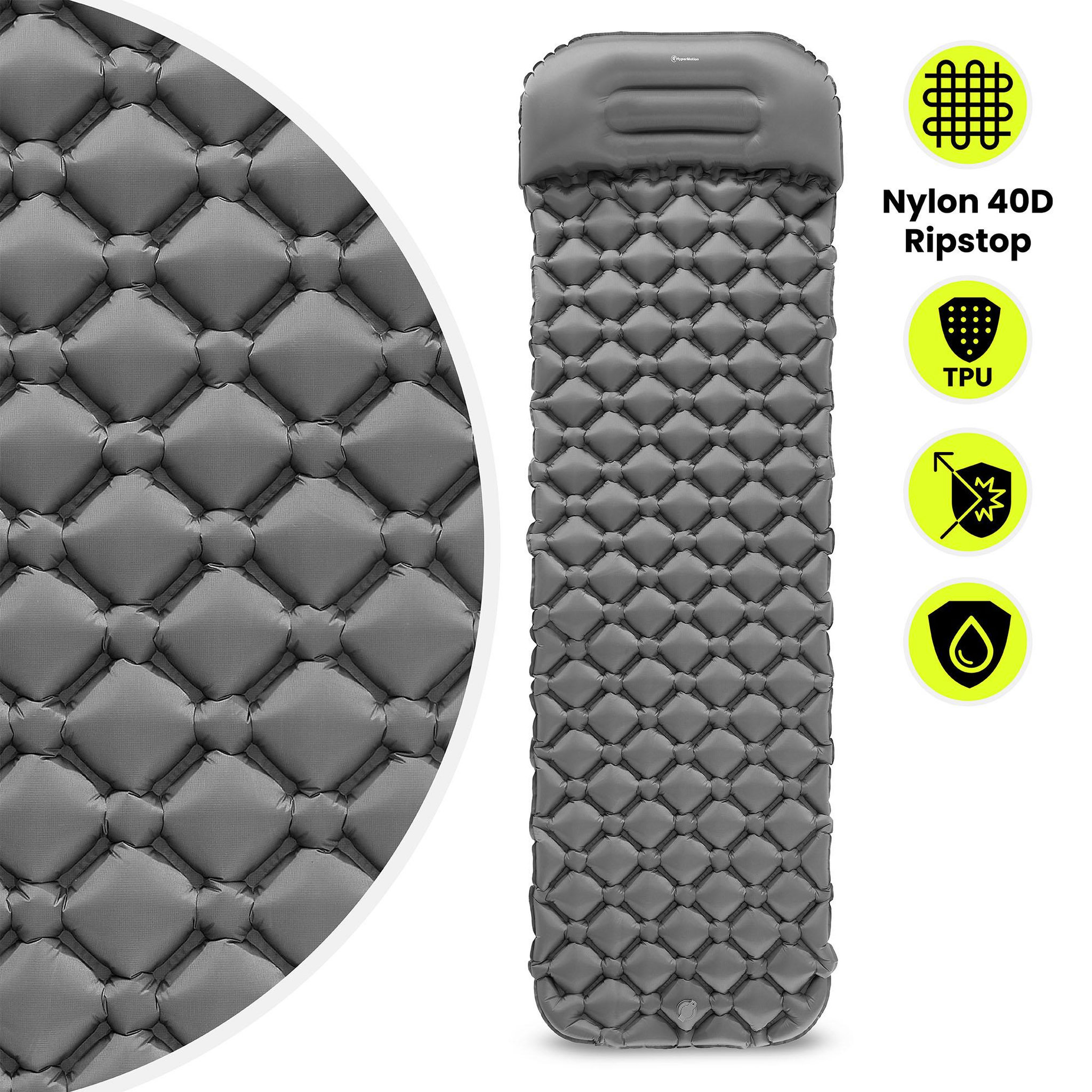 Voir la diapositive 6 : HYPERMOTION Matelas gonflable de camping HyperMotion Campmat 190 x 56 cm avec oreiller intégrés-