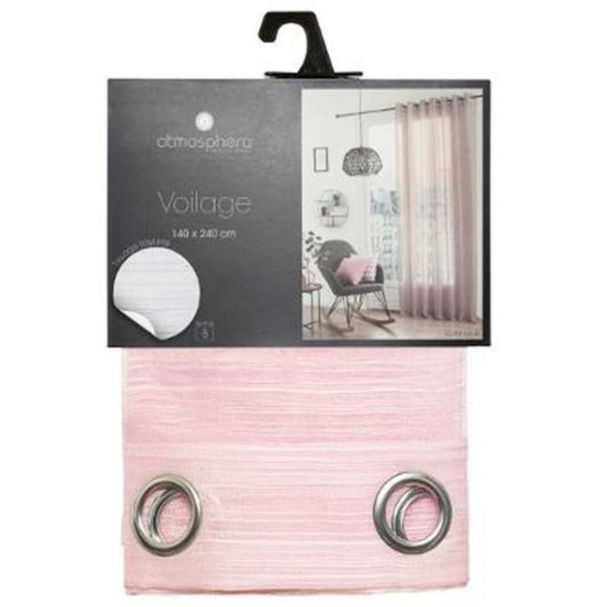 ATMOSPHERA Rideau Voilage Uni  Louis  140x240cm Rose