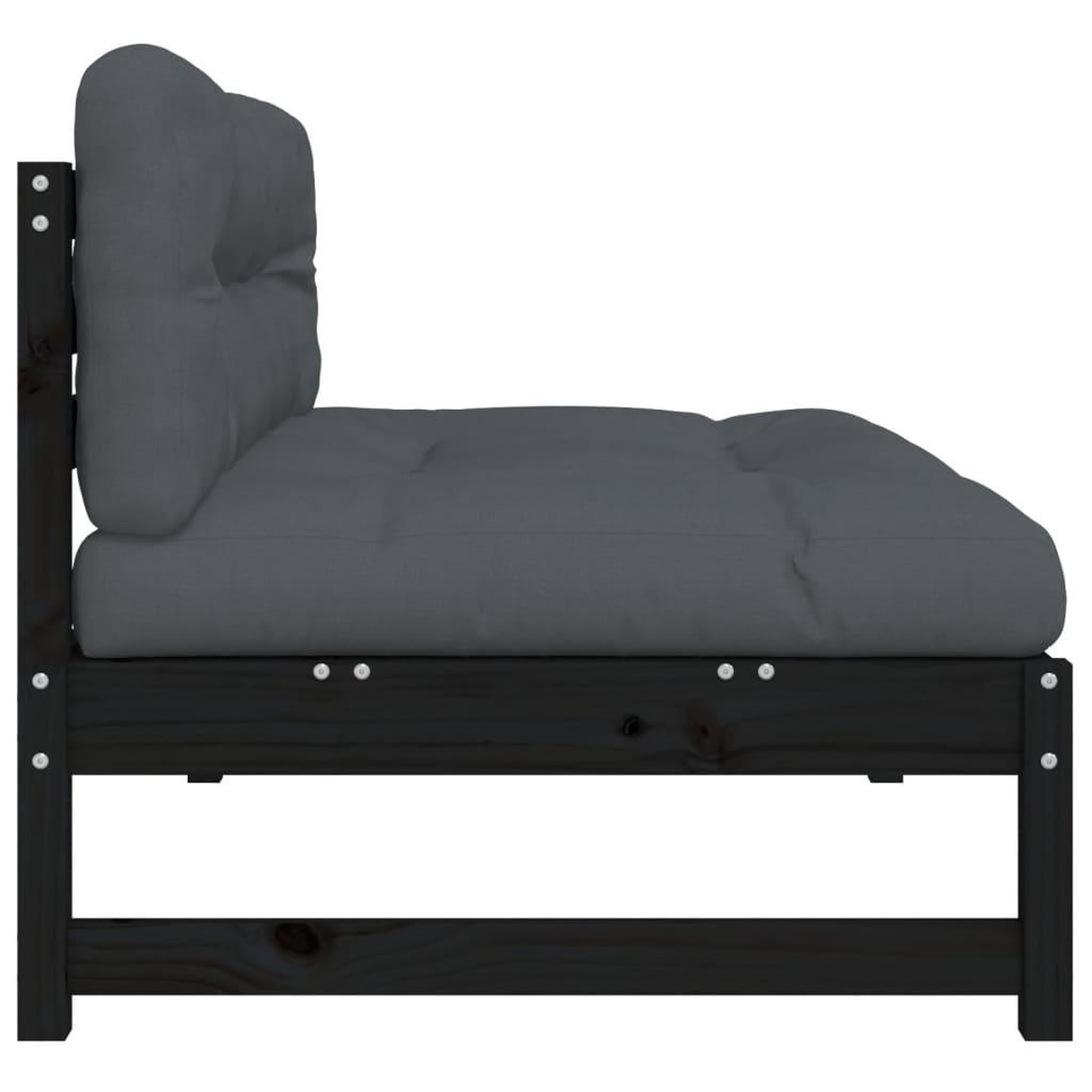 Voir la diapositive 5 : VIDAXL Canape central 120x80 cm noir bois de pin massif