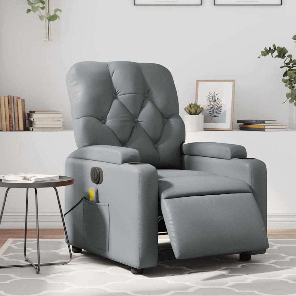 VIDAXL Fauteuil de massage inclinable electrique gris similicuir