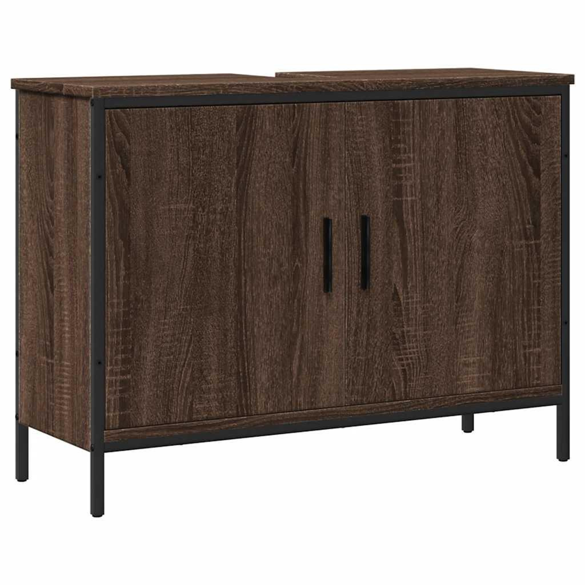 Voir la diapositive 2 : VIDAXL Armoire lavabo de salle de bain chene marron 80x30x60 cm