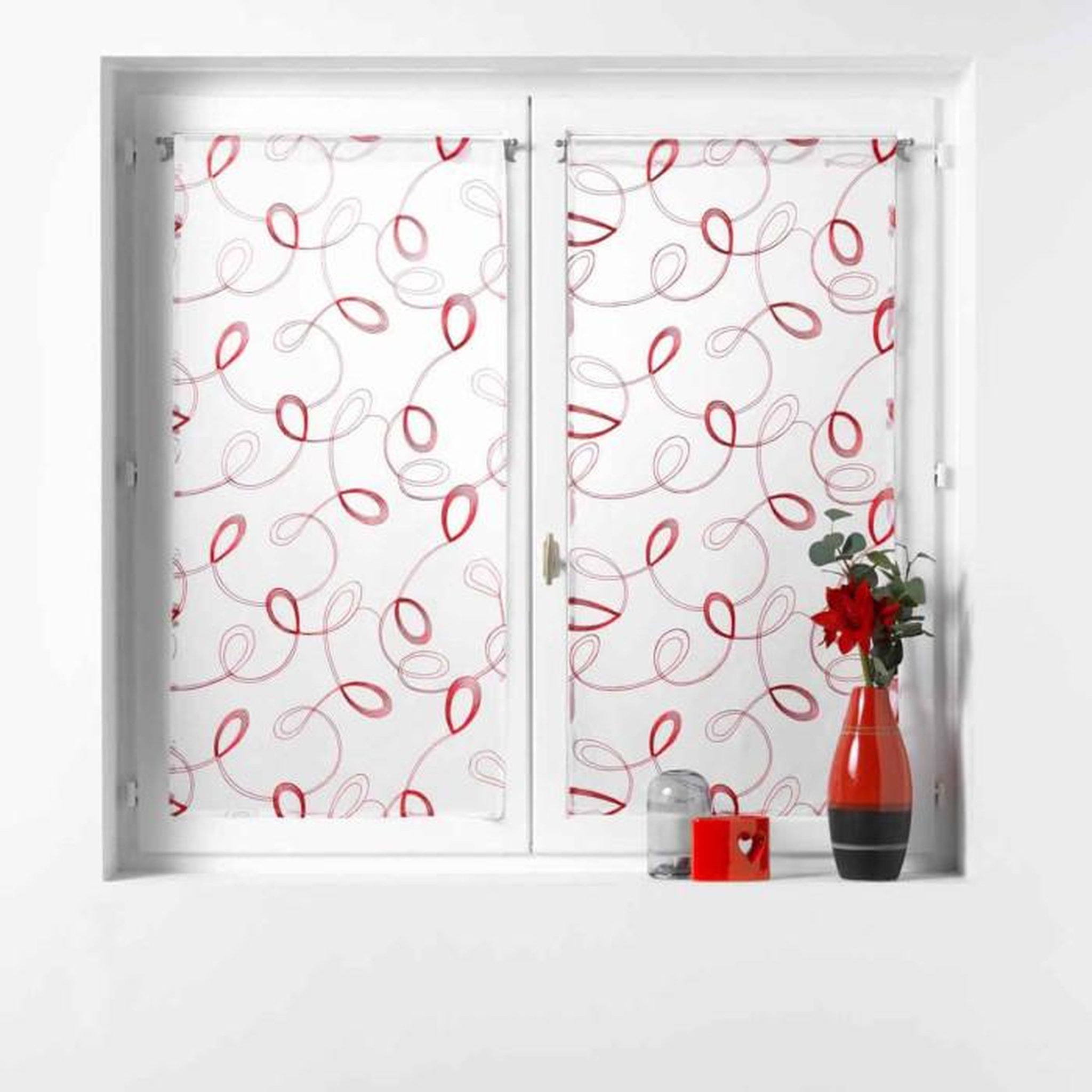 Voir la diapositive 3 : Paris Prix Paire de Voilages  Hoops  60x120cm Rouge