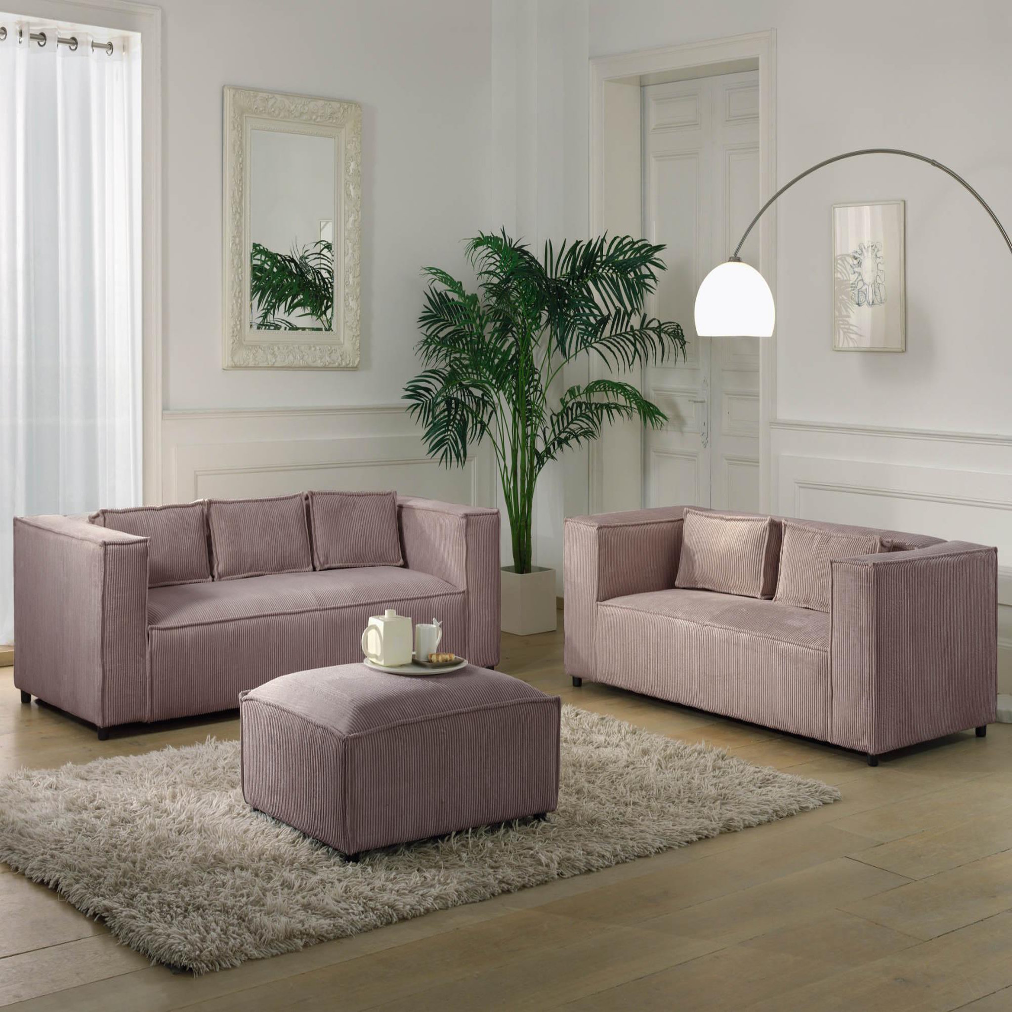 Voir la diapositive 4 : LISA DESIGN Stella - canapé fixe 3 places - en velours côtelé - style contemporain