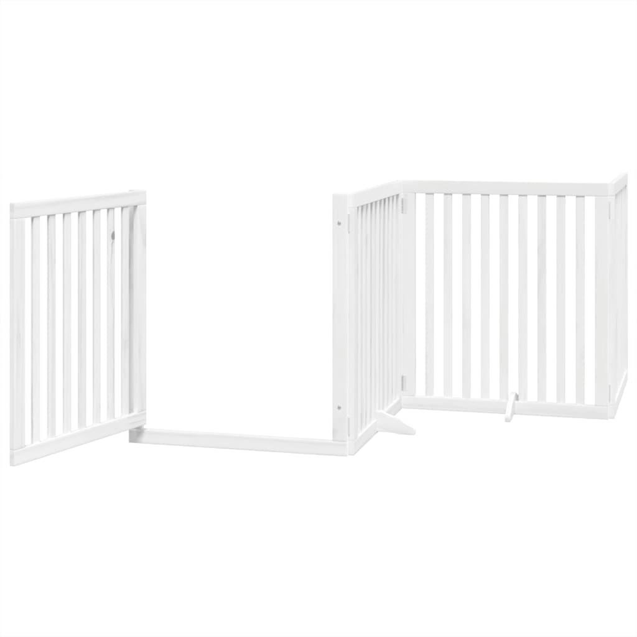 Voir la diapositive 4 : VIDAXL Barriere pour chiens et porte 4 panneaux blanc bois de peuplier
