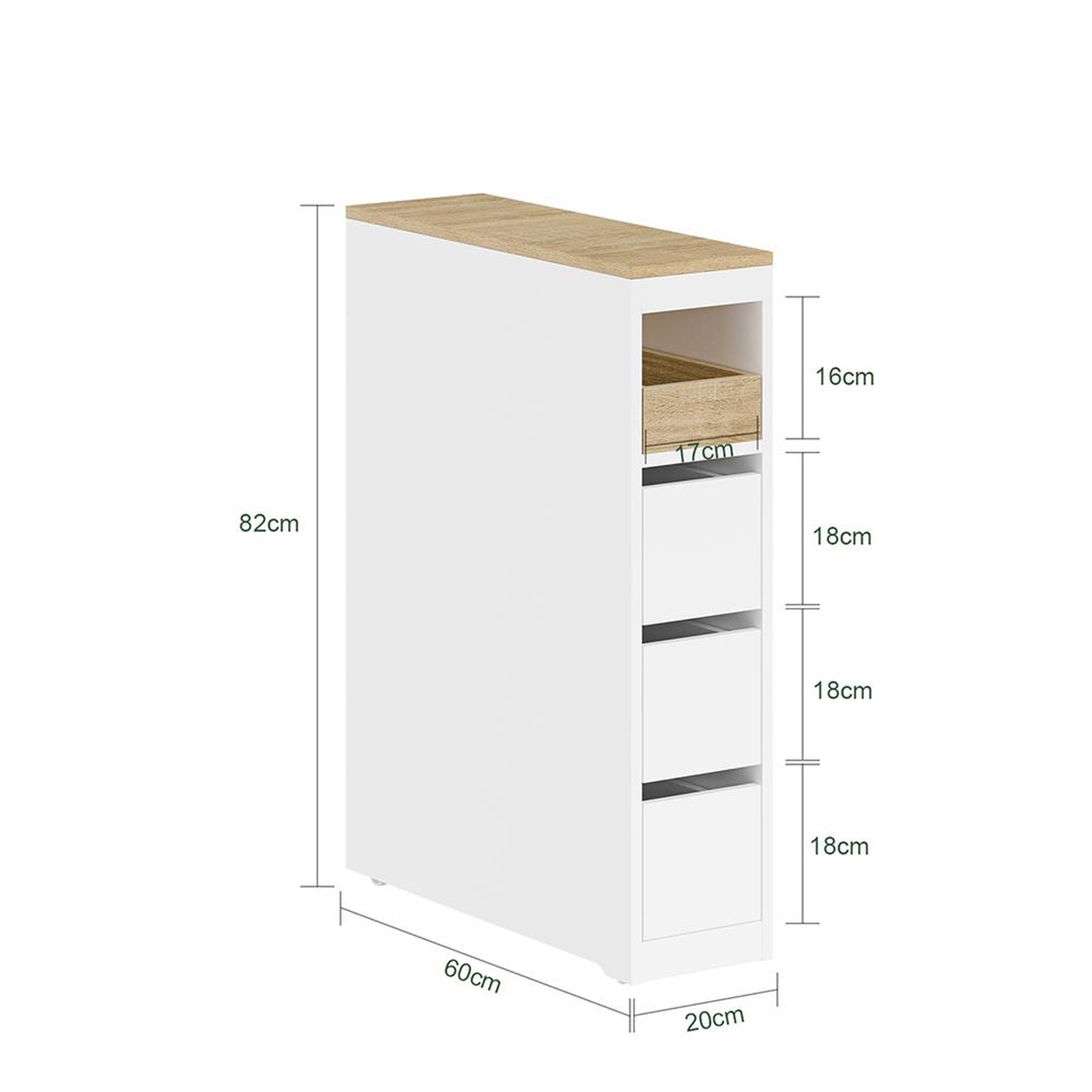 Voir la diapositive 3 : SOBUY SoBuy - Meuble bas de salle de bain à 4 tiroirs - Blanc - 60x20x82cm - Nordique - BZR54-K-W