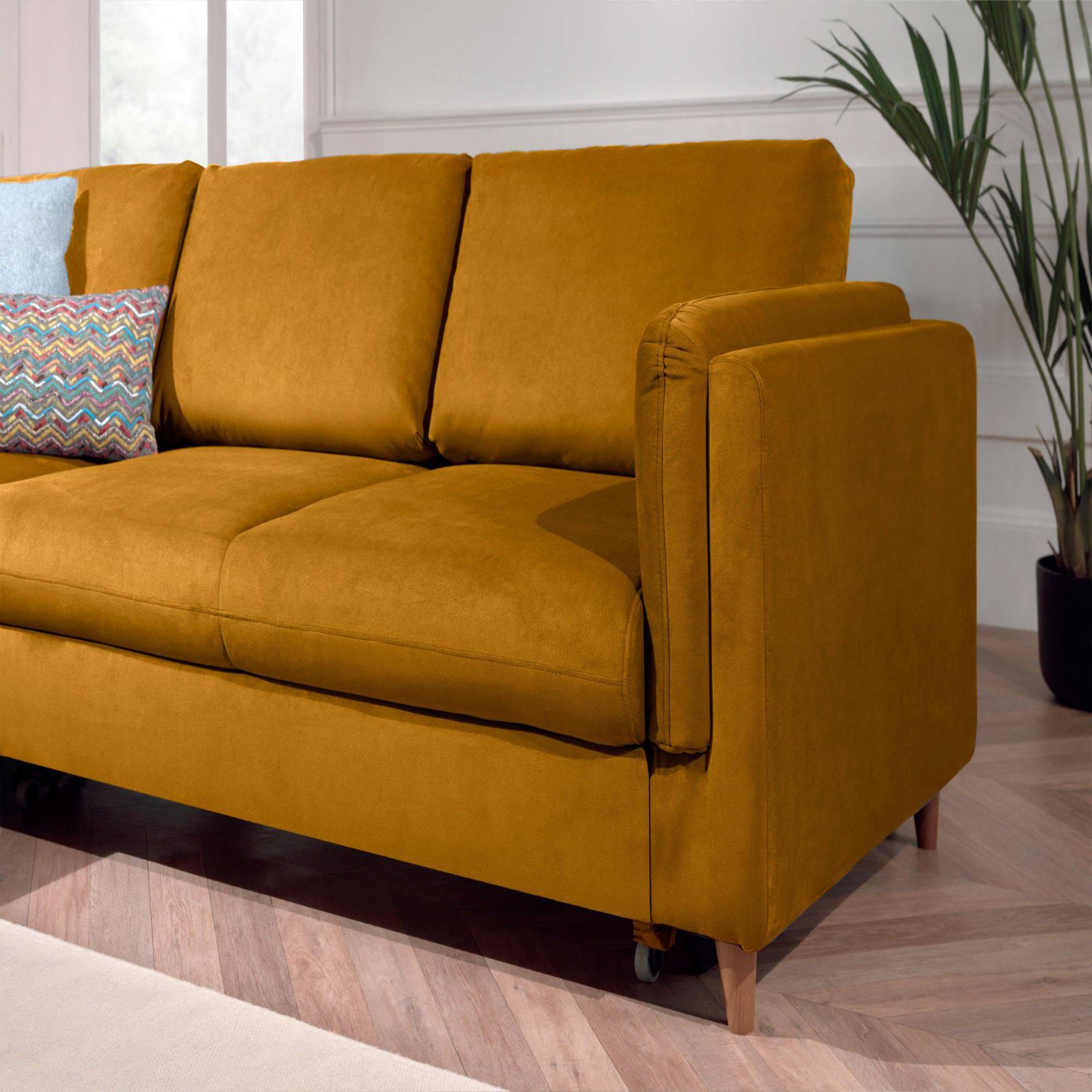 Voir la diapositive 4 : LISA DESIGN Brooke - canapé d'angle gauche - convertible - 5 places - en velours