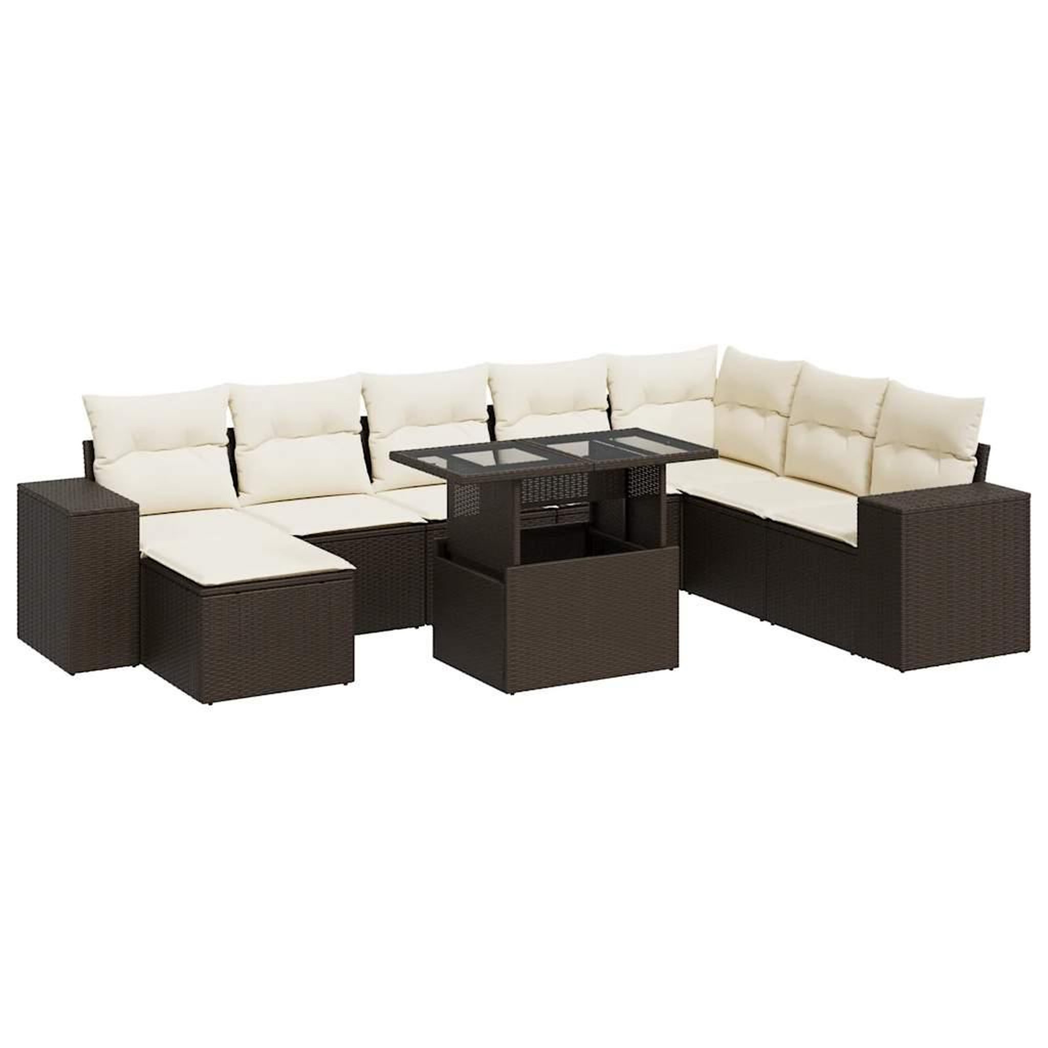 Voir la diapositive 2 : VIDAXL Salon de jardin avec coussins 9 pcs marron resine tressee