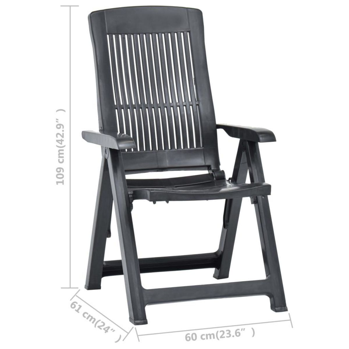VIDAXL Chaises inclinables de jardin lot de 2 Plastique Anthracite