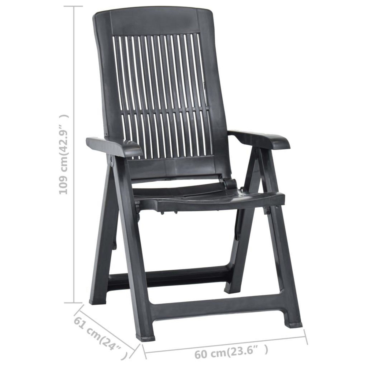 VIDAXL Chaises inclinables de jardin lot de 2 Plastique Anthracite