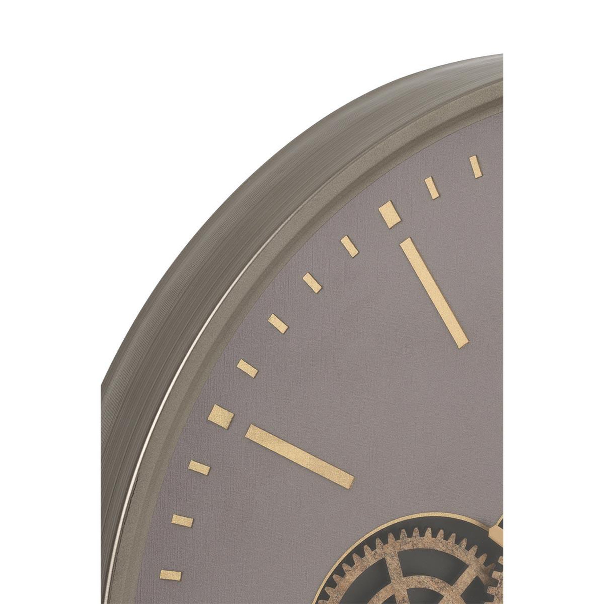Voir la diapositive 2 : J-LINE Horloge murale engrenage  plum  60cm gris