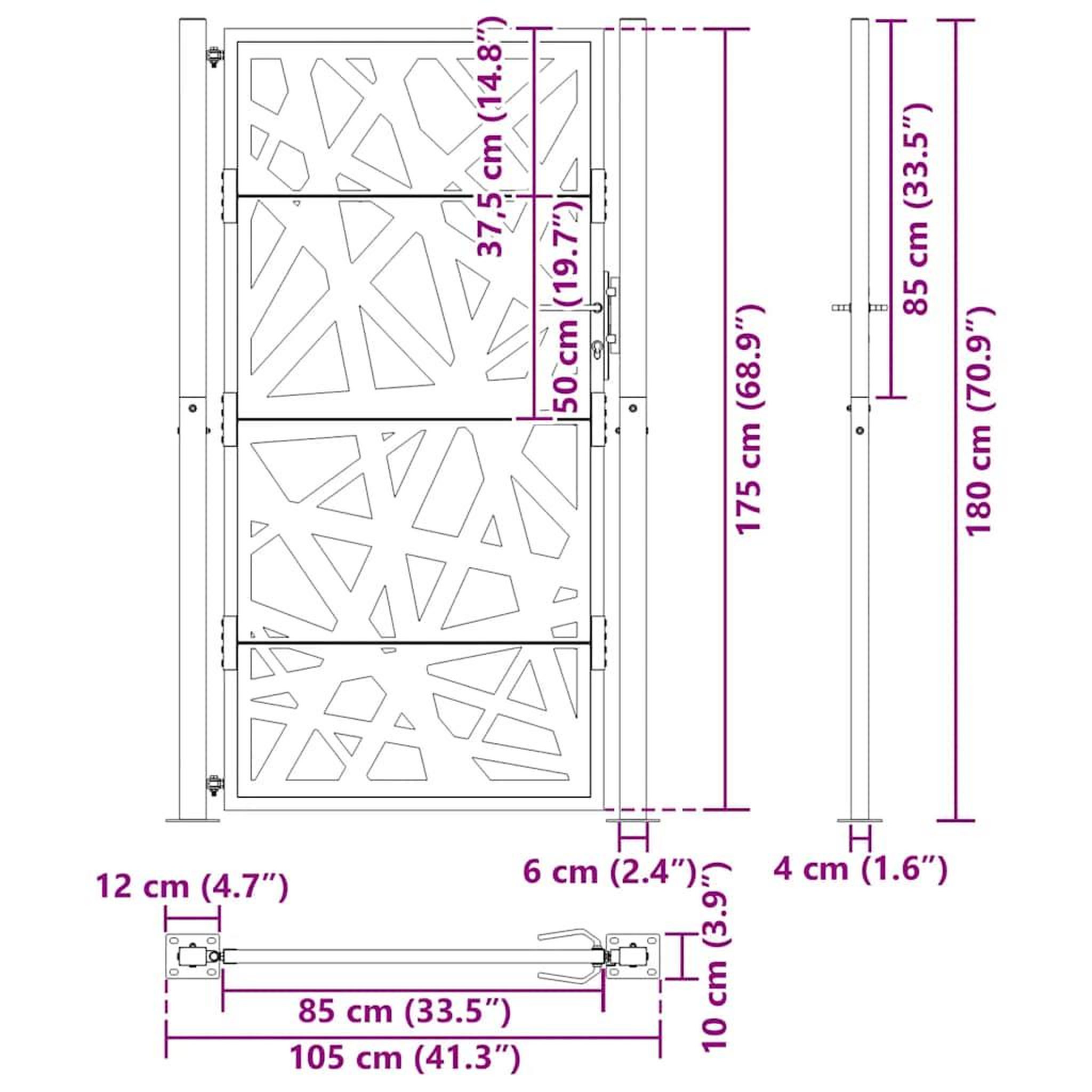 Voir la diapositive 6 : VIDAXL Porte de jardin acier resistant aux intemperies design lumiere