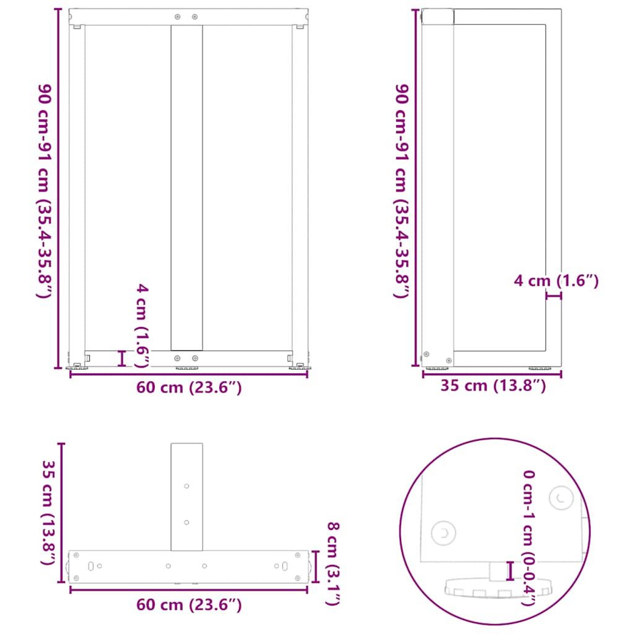 Voir la diapositive 6 : VIDAXL Pieds de table de bar forme de T 2 pcs anthracite acier