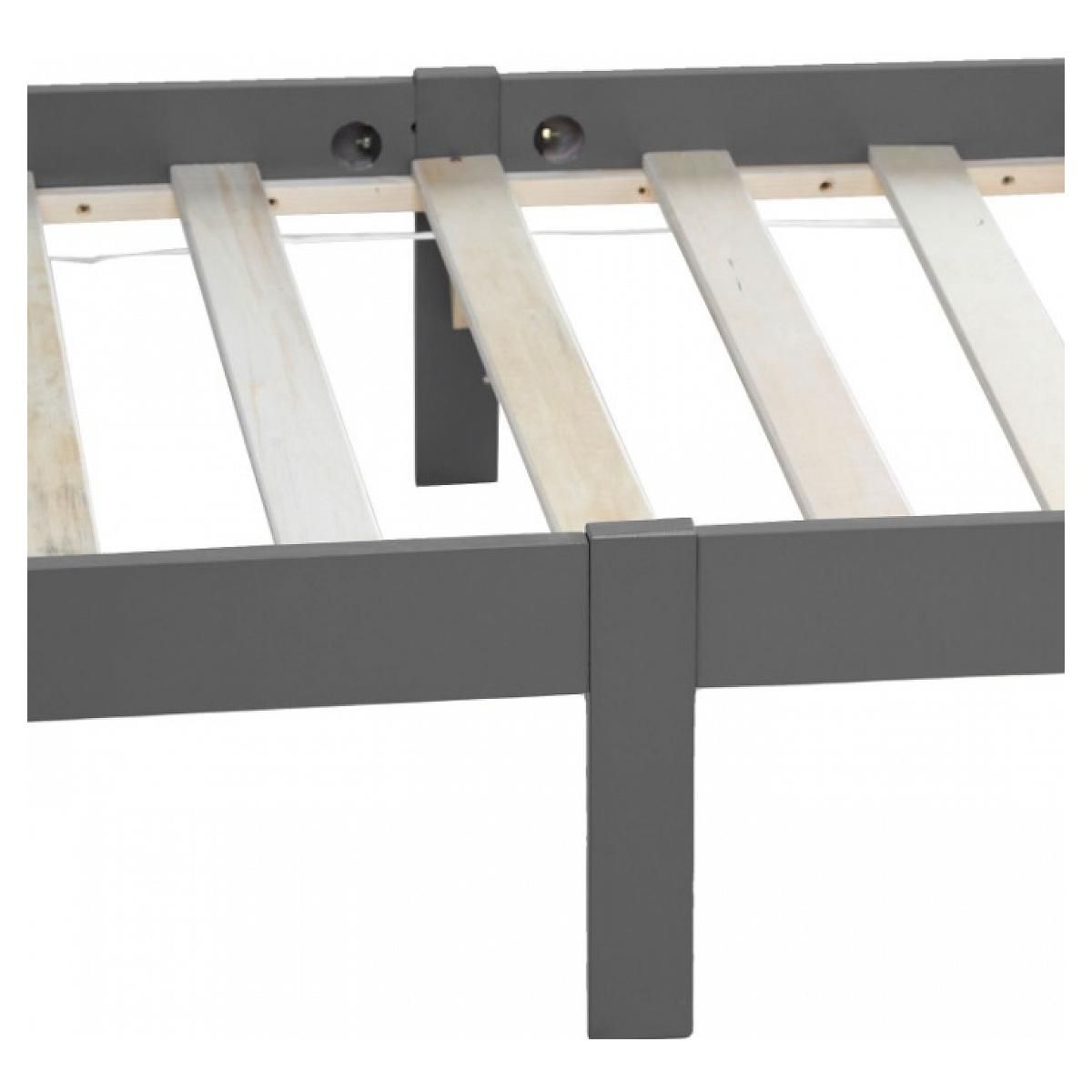 HomeStyle4U Lit simple en bois 90x200 gris