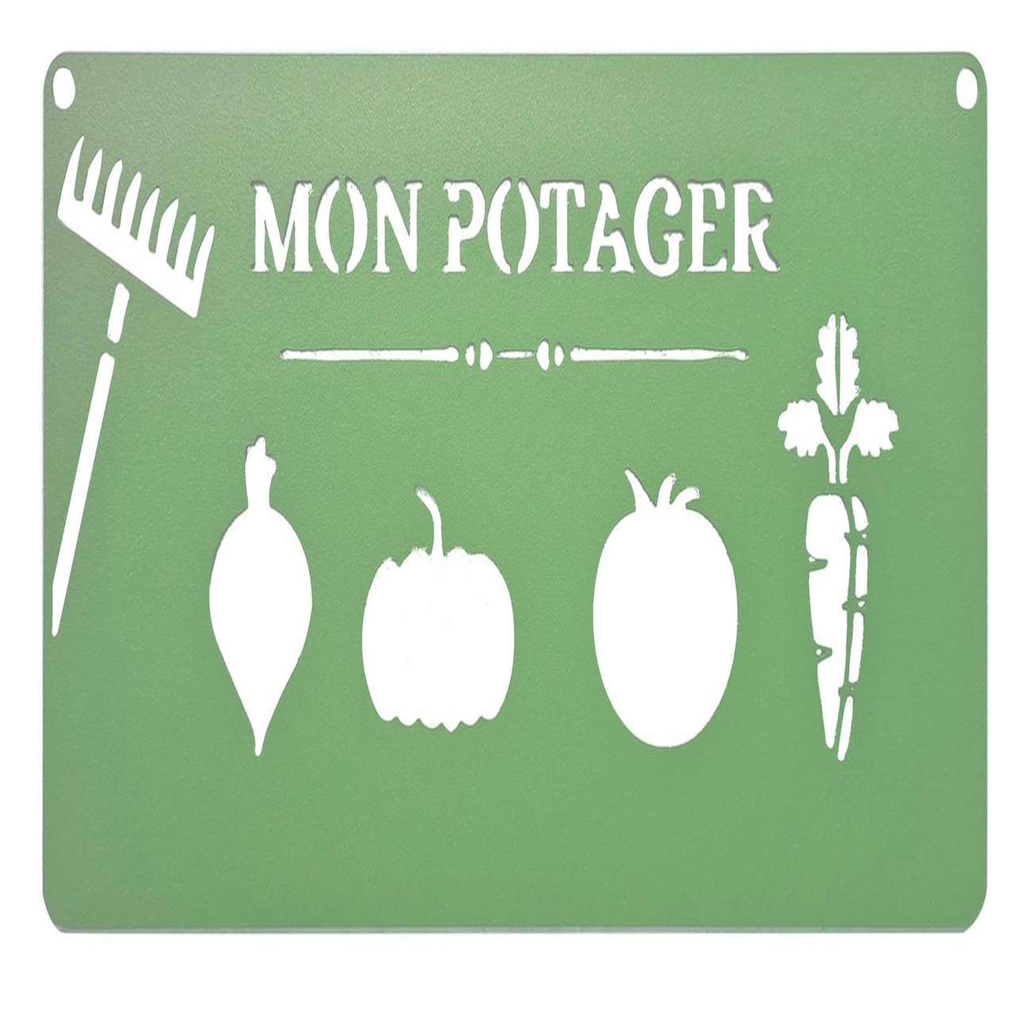 CENTRALE BRICO Pancarte décorative en métal  Mon potager  - 25x12,5cm - vert pâle